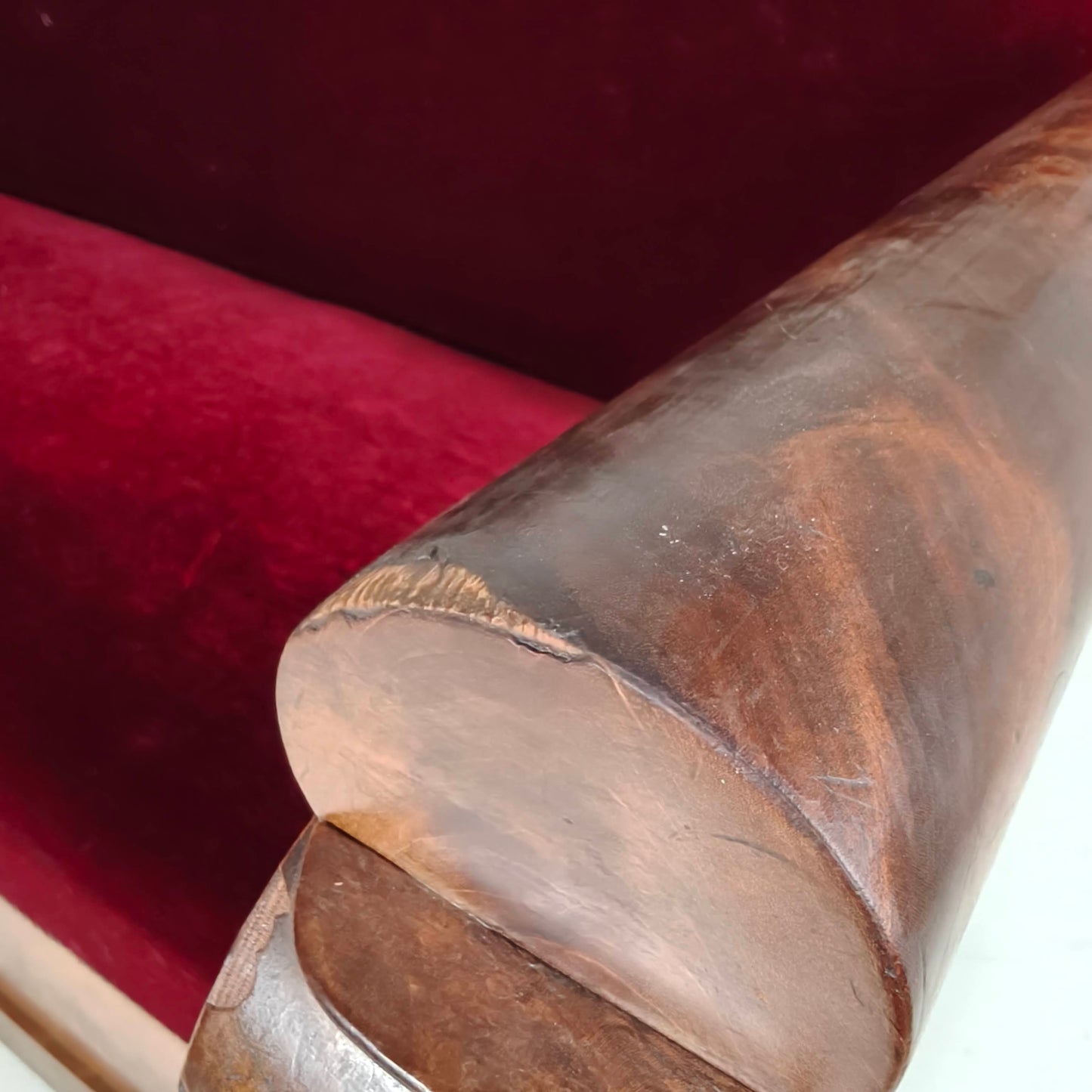Empire Walnut Red Sofa, early 19th Century