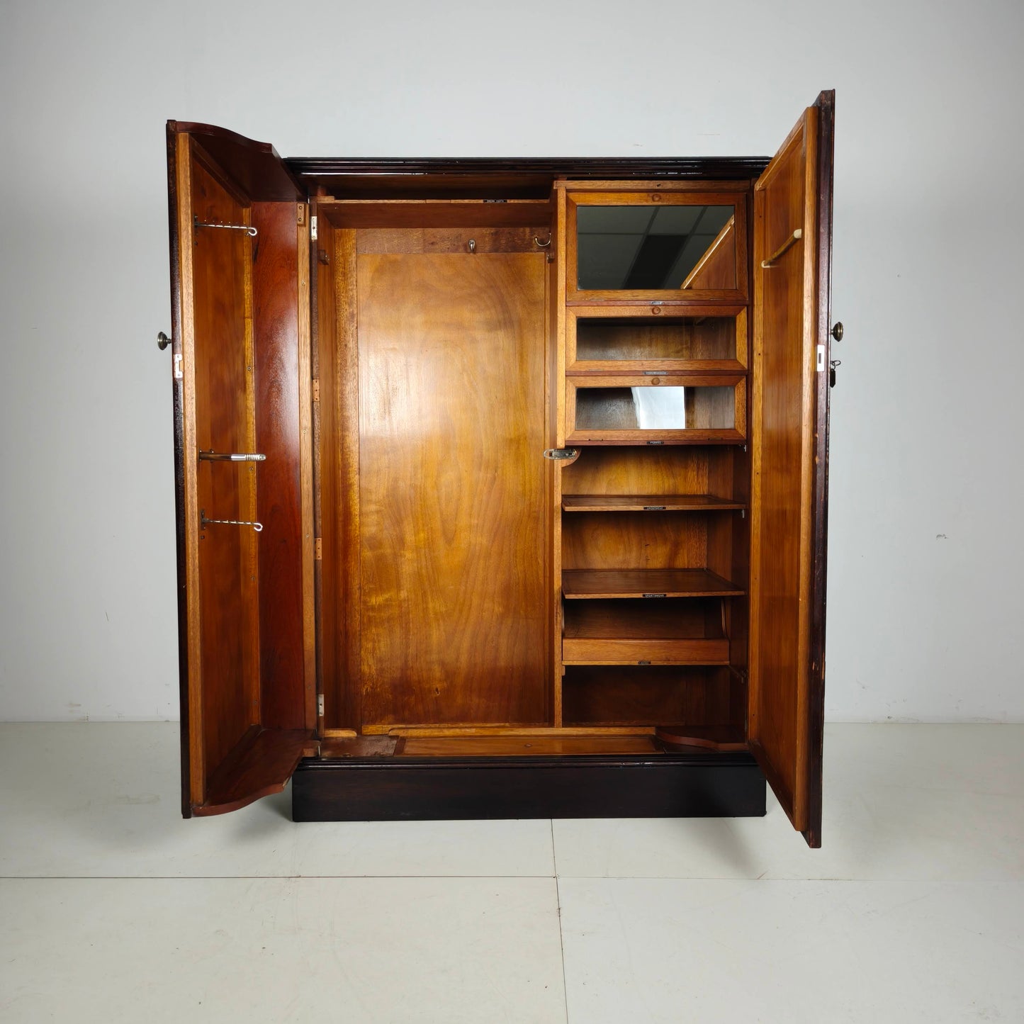 English Art Deco Oak Compactom Gentleman's Wardrobe
