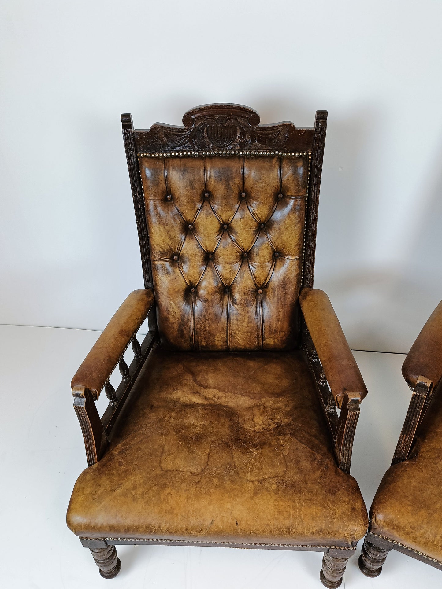 Antique English Leather Armchairs Antique English Leather Armchairs
