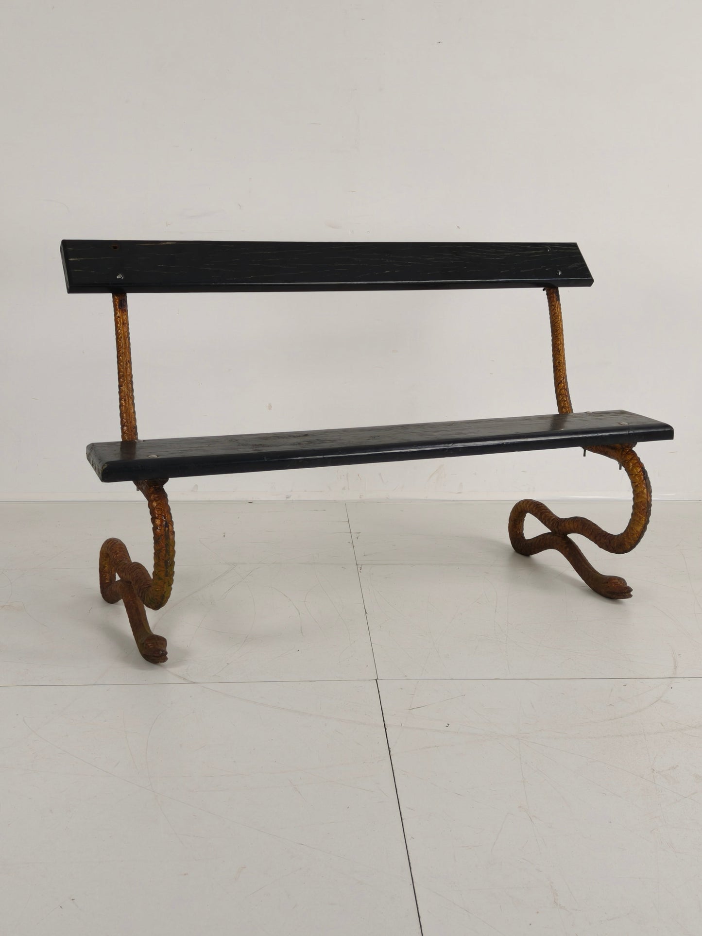 Antique Victorian Cast Iron Snake Garden Bench Antique Victorian Cast Iron Snake Garden Bench