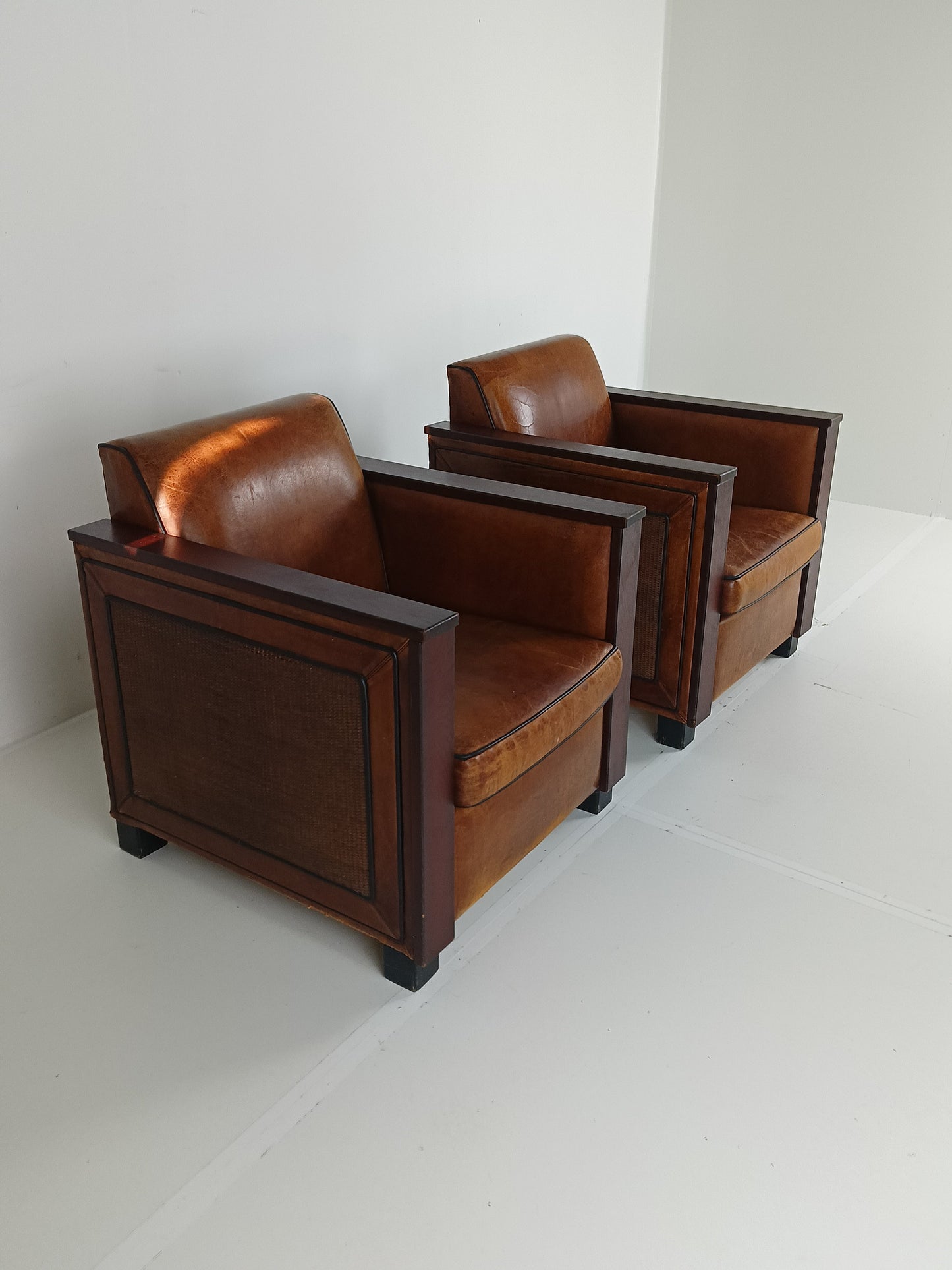 Art Deco Sheep Leather Armchairs Art Deco Sheep Leather Armchairs