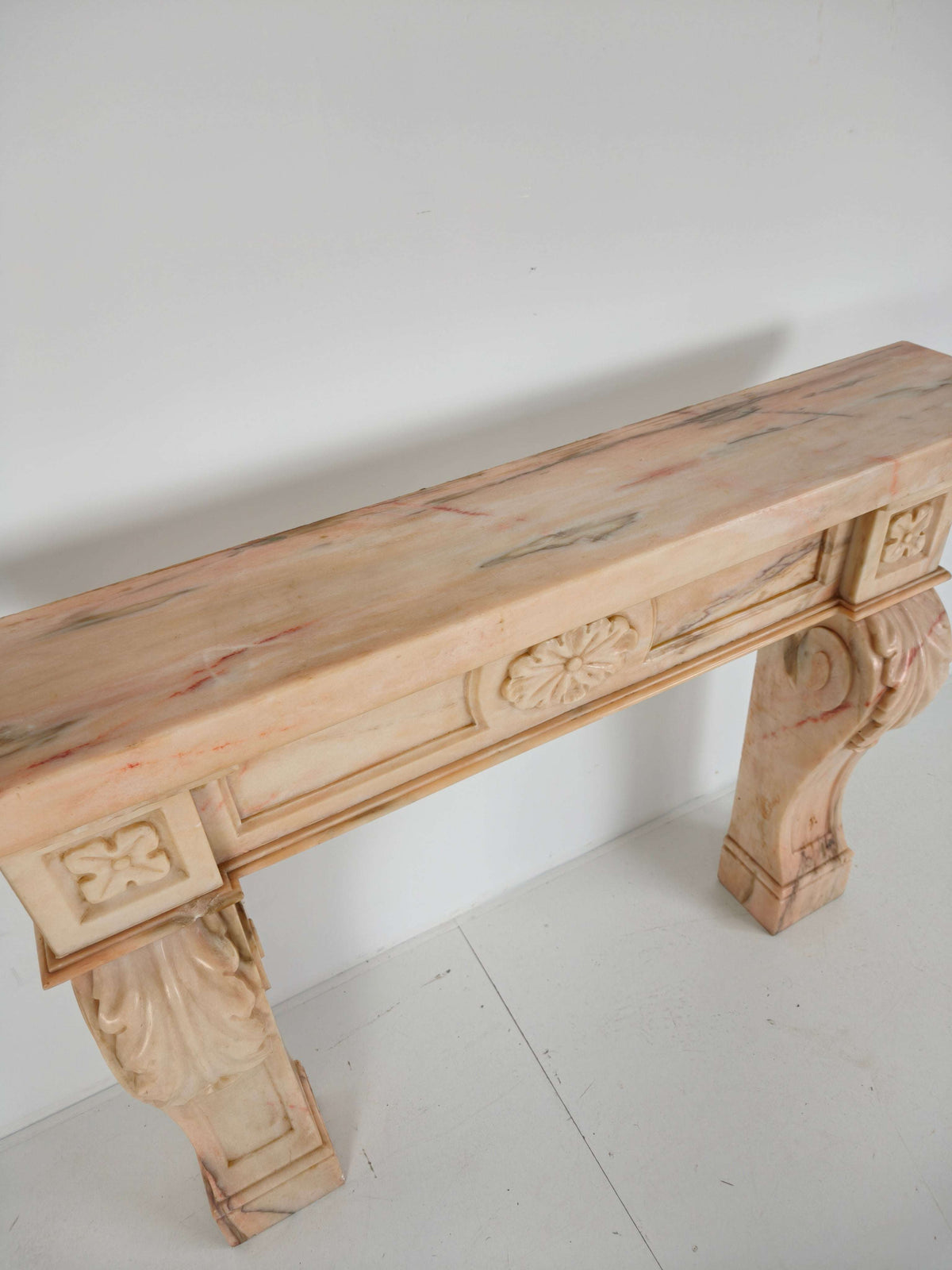 Beautiful Italian Marble Fireplace Mantel – Floral & Leaf Motif | c.1920 Beautiful Italian Marble Fireplace Mantel – Floral & Leaf Motif | c.1920