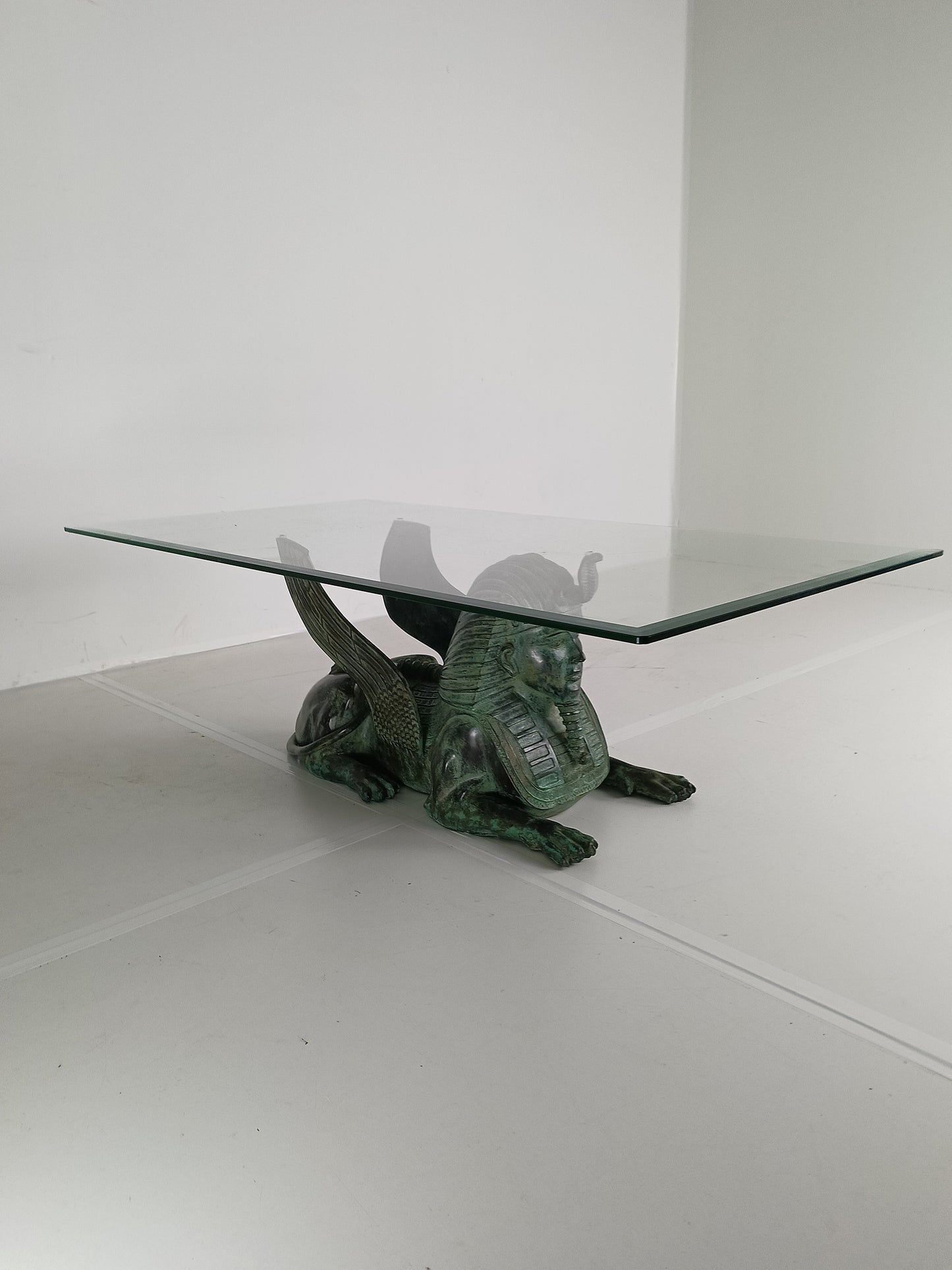 Bronze Sphinx Table With Glass Top Bronze Sphinx Table With Glass Top
