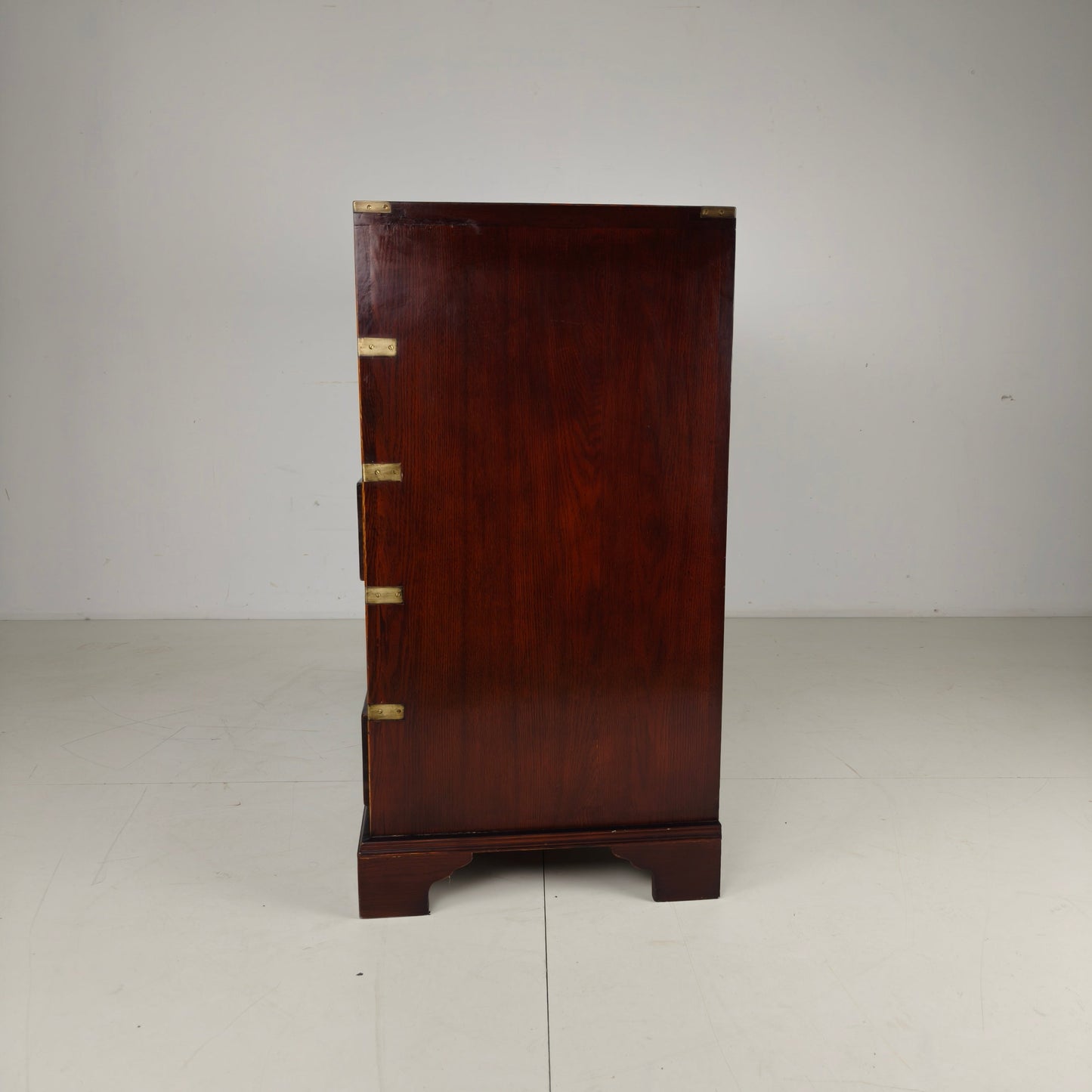 English Campaign Chest of Drawers with Brass Hardware – 20th Century English Campaign Chest of Drawers with Brass Hardware – 20th Century