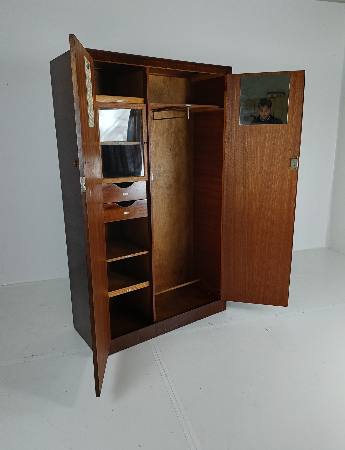 1920s, Mahogany and Oak Compactom Ltd Gentleman's Wardrobe (6)