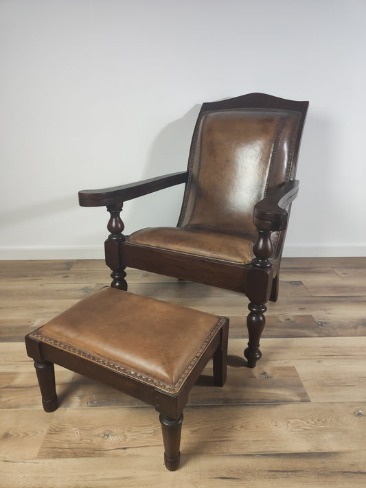 Antique Castle Armchair/Chipperchair including stool