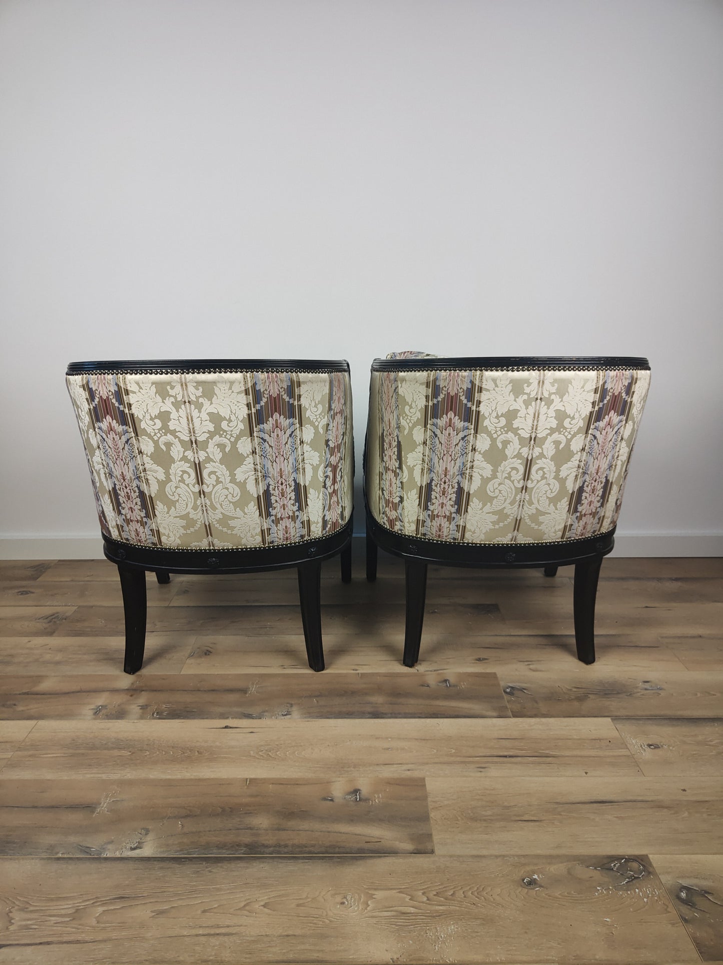 Neoclassical Lacquered Carved Swan Armchairs