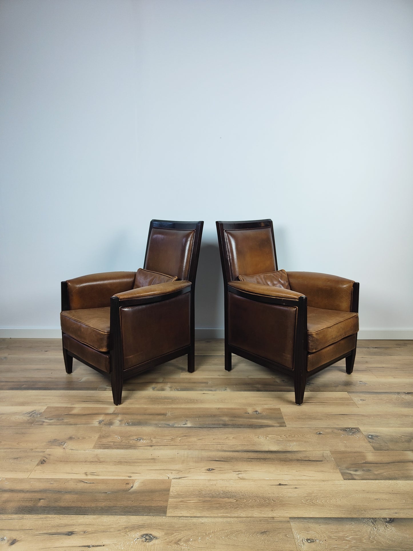 Art Deco Design Sheep Leather Armchairs