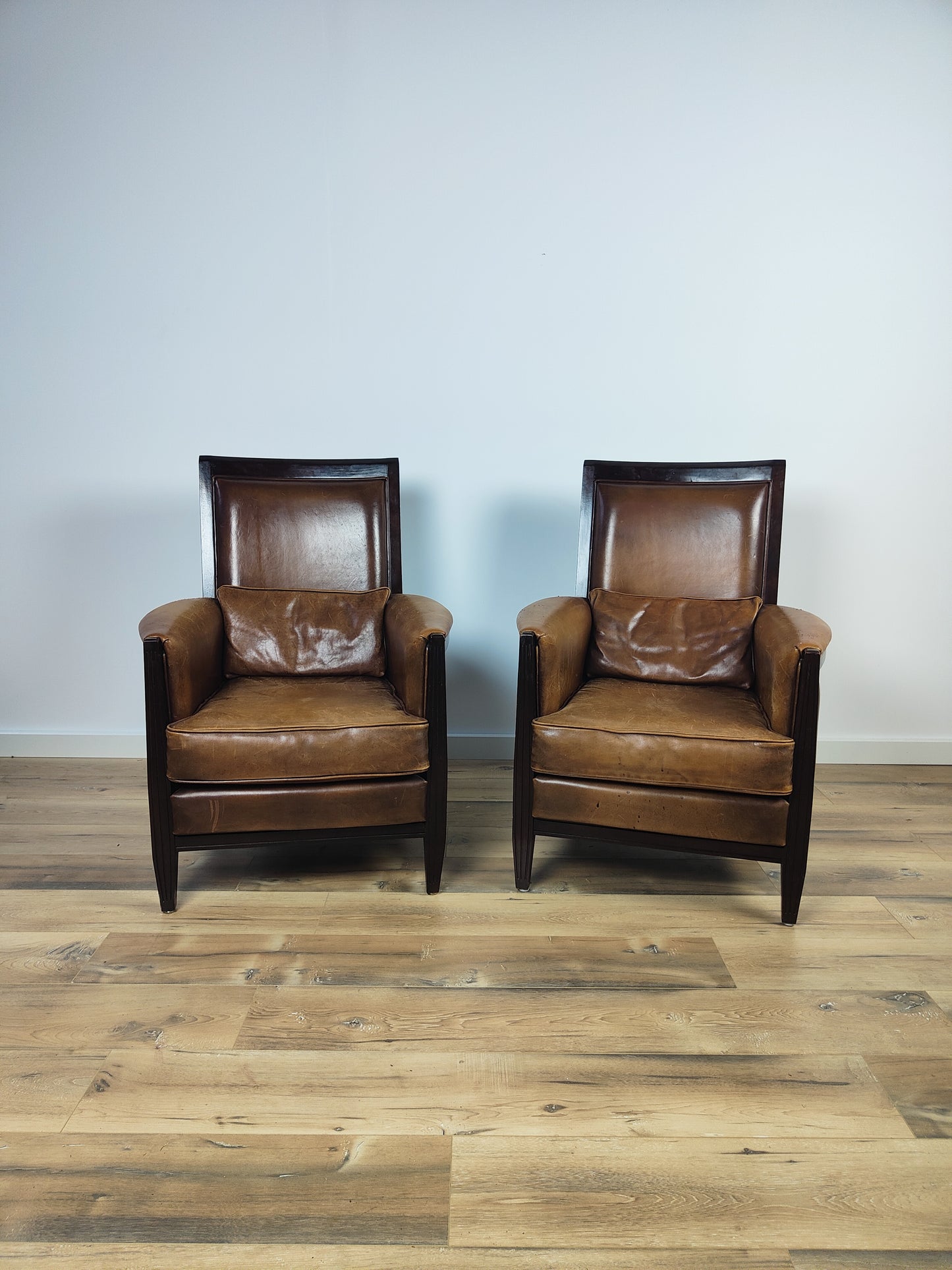 Art Deco Design Sheep Leather Armchairs
