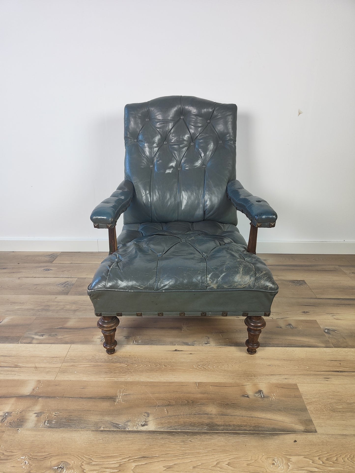 Leather Antique Library Chair Around 1860s
