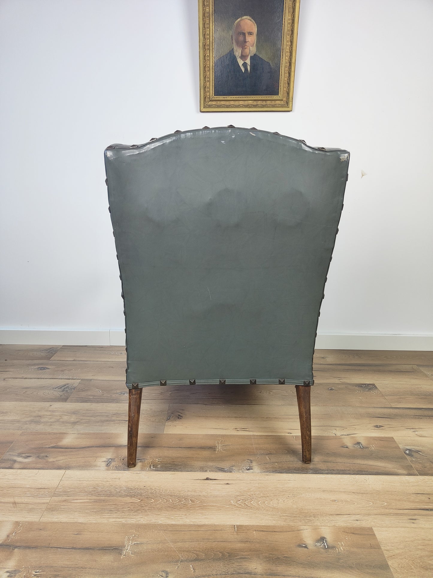 Leather Antique Library Chair Around 1860s