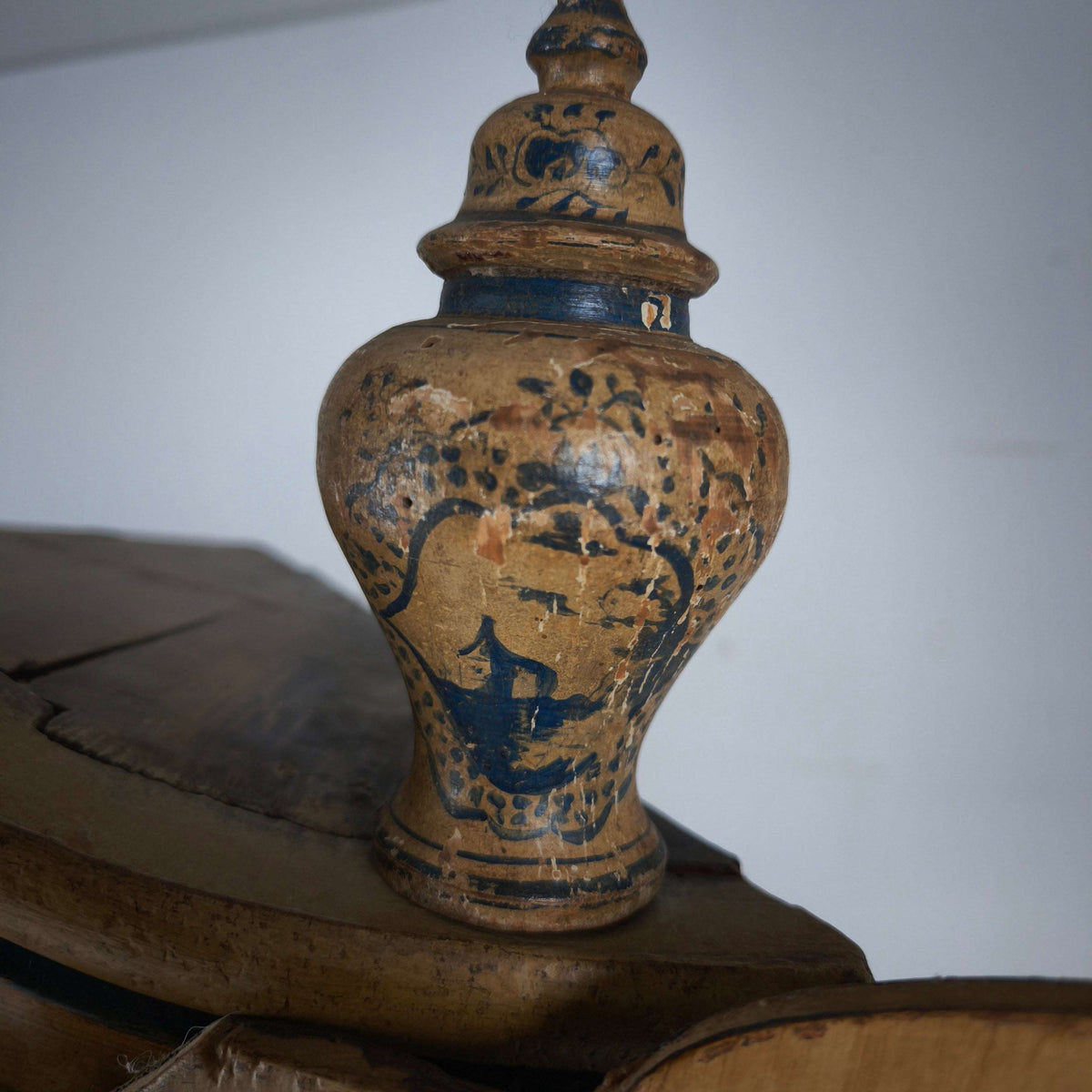 18th Century Dutch Witwerk Cabinet with Original Key & Faux Delft Decoration 18th Century Dutch Witwerk Cabinet with Original Key & Faux Delft Decoration