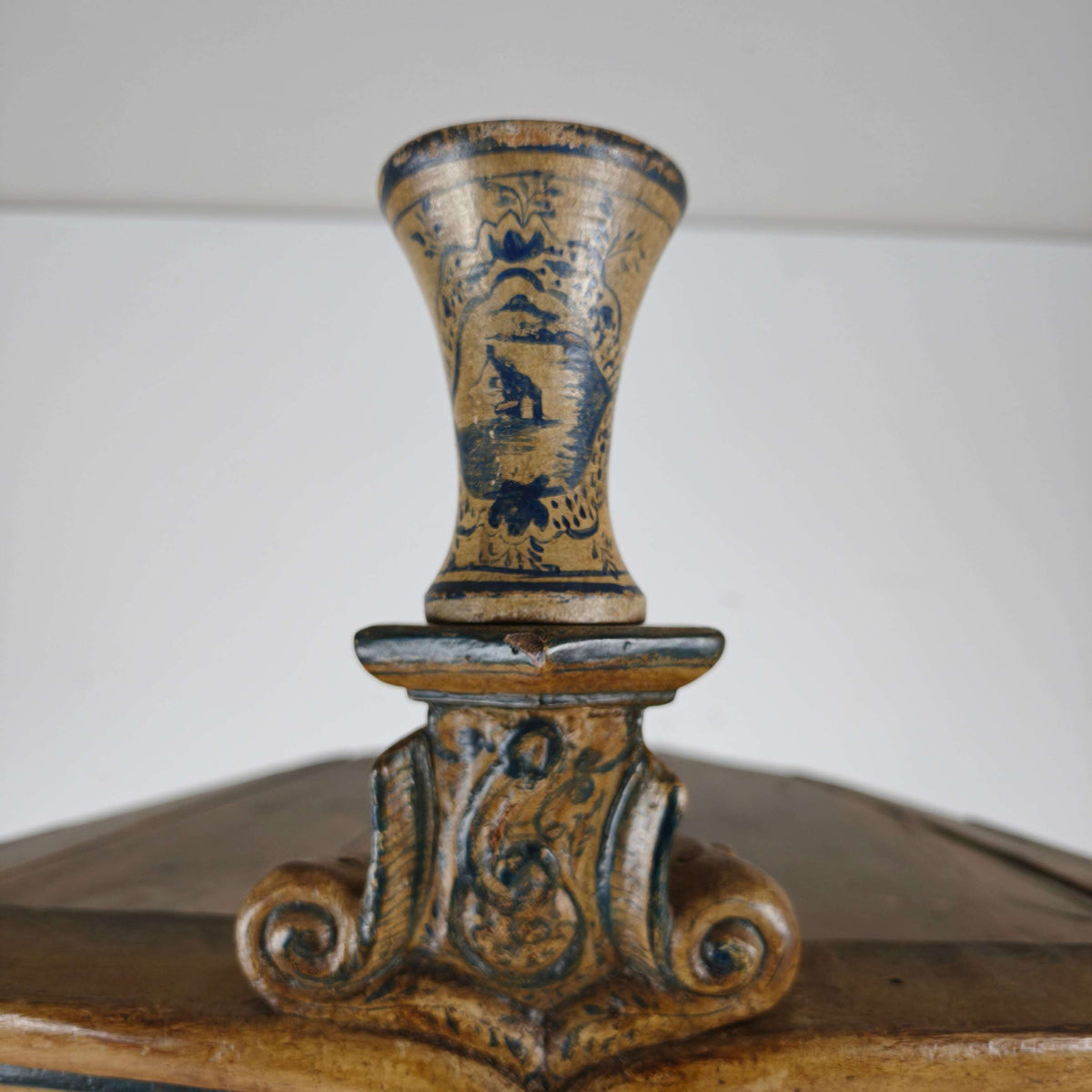 18th Century Dutch Witwerk Cabinet with Original Key & Faux Delft Decoration 18th Century Dutch Witwerk Cabinet with Original Key & Faux Delft Decoration