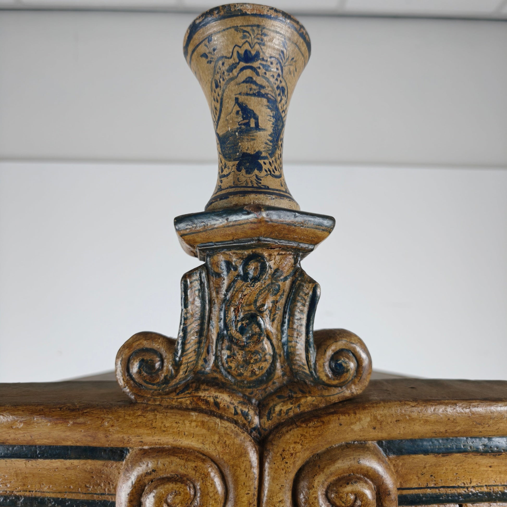 18th Century Dutch Witwerk Cabinet with Original Key & Faux Delft Decoration 18th Century Dutch Witwerk Cabinet with Original Key & Faux Delft Decoration