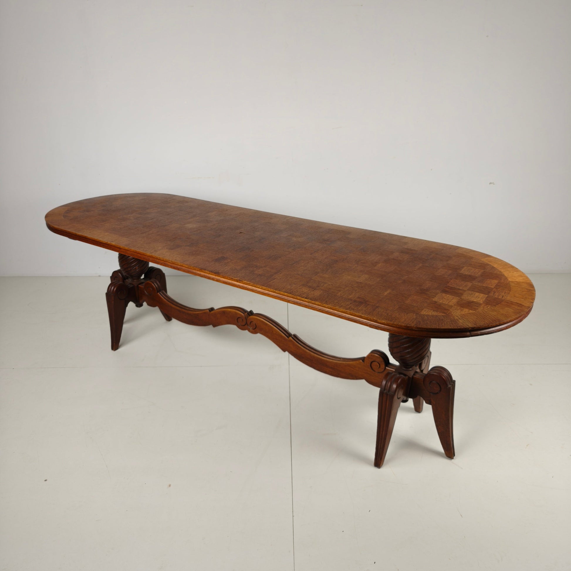 1920s Belgian Art Deco Oak Parquetry Dining Table 1920s Belgian Art Deco Oak Parquetry Dining Table