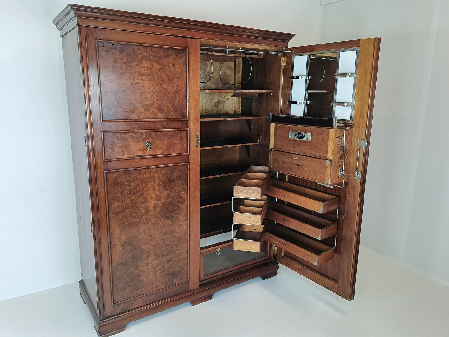 1920s, Burr Nut Compactom Ltd Gentleman's Wardrobe (4) 1920s, Burr Nut Compactom Ltd Gentleman's Wardrobe (4)