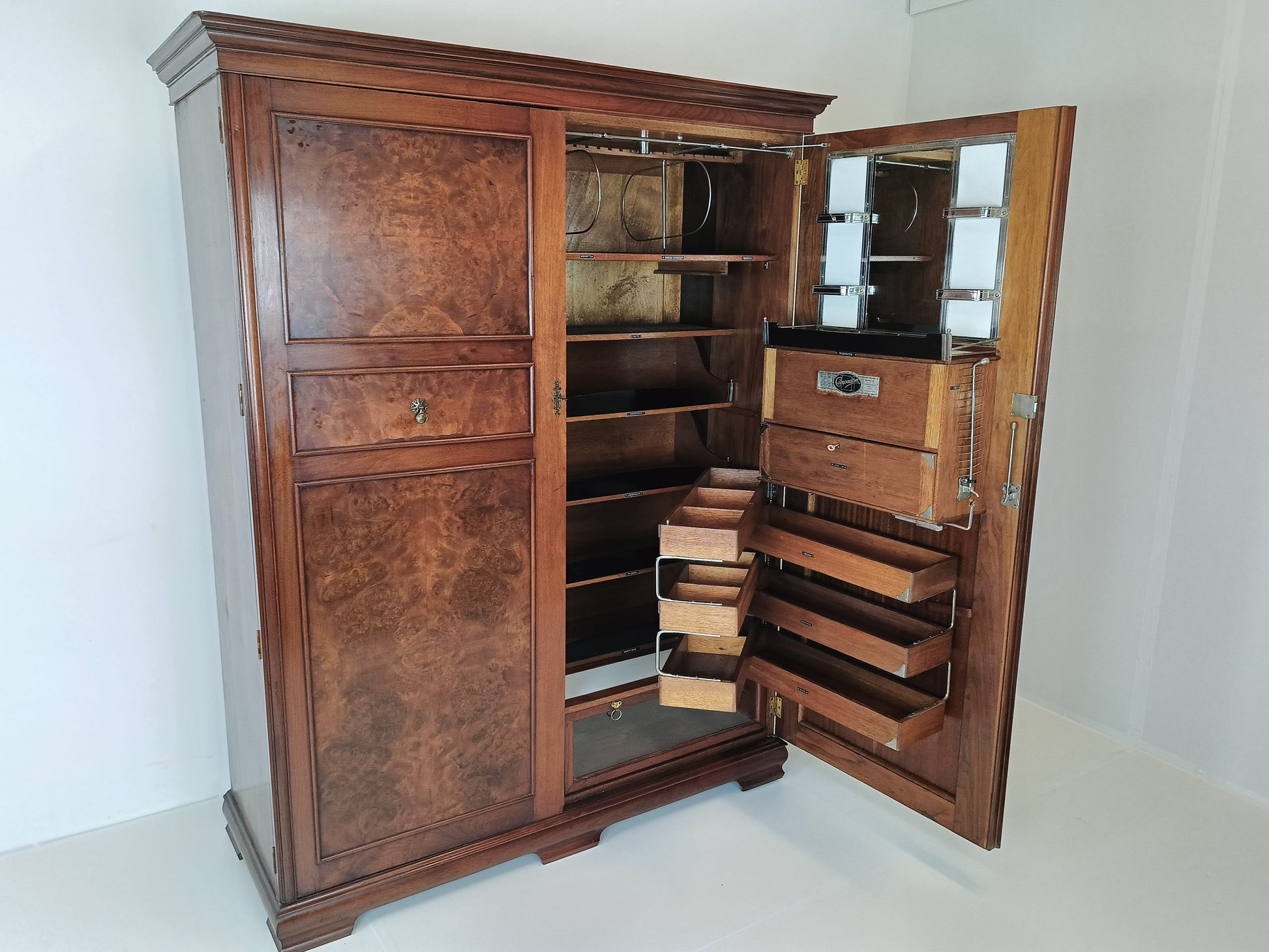 1920s, Burr Nut Compactom Ltd Gentleman's Wardrobe (4) 1920s, Burr Nut Compactom Ltd Gentleman's Wardrobe (4)