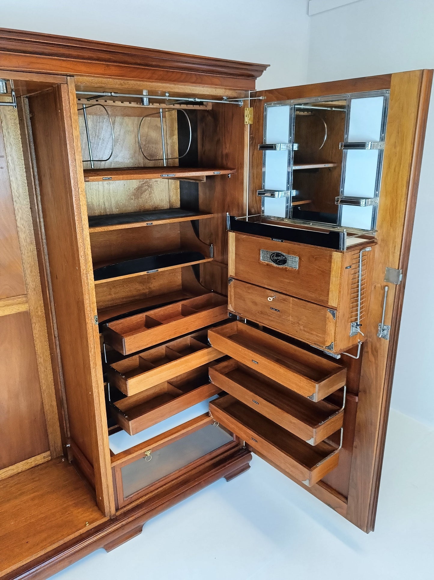 1920s, Burr Nut Compactom Ltd Gentleman's Wardrobe (4) 1920s, Burr Nut Compactom Ltd Gentleman's Wardrobe (4)