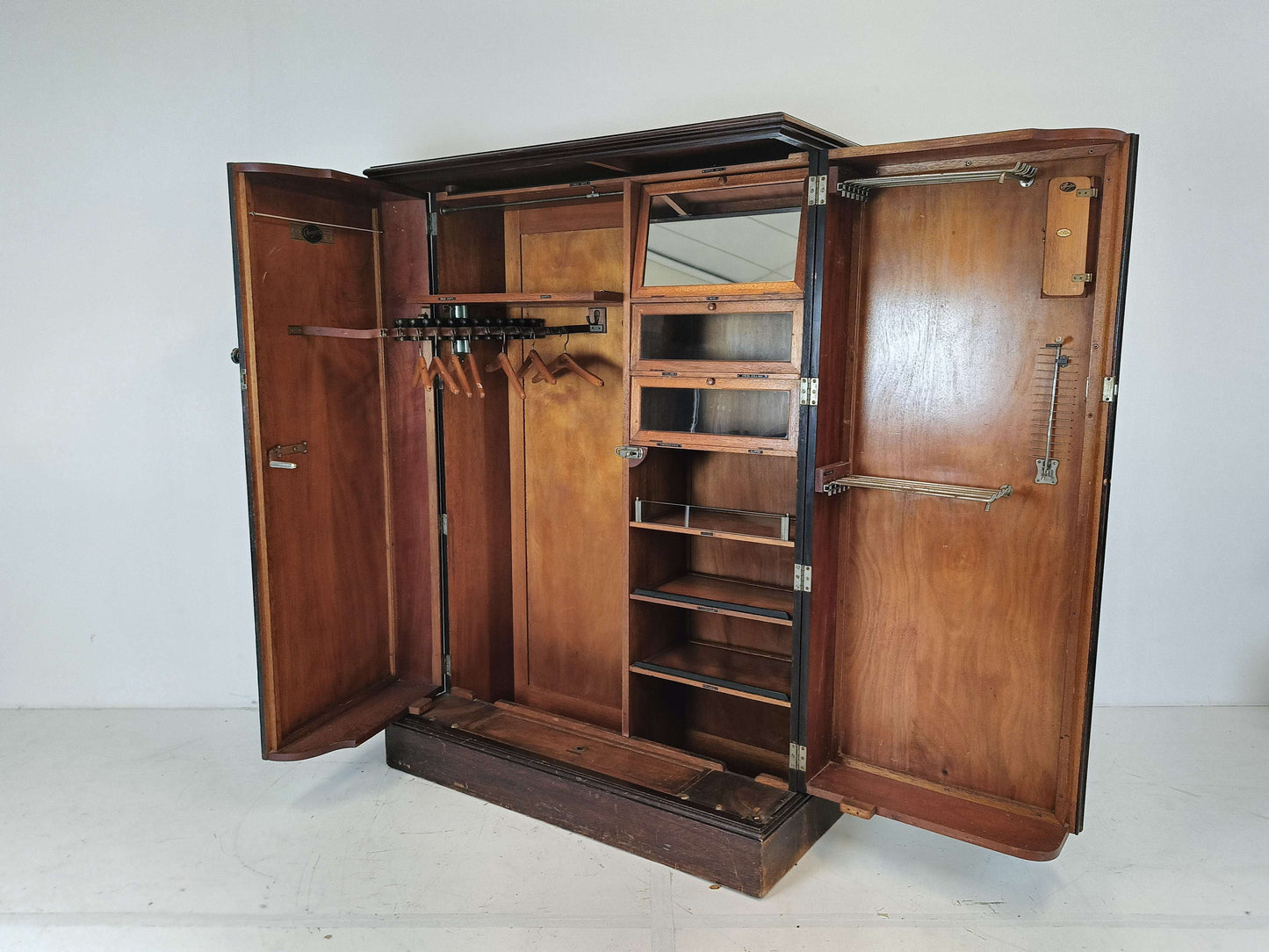 1920s, Mahogany and Oak Compactom Ltd Gentleman's Wardrobe (1) 1920s, Mahogany and Oak Compactom Ltd Gentleman's Wardrobe (1)
