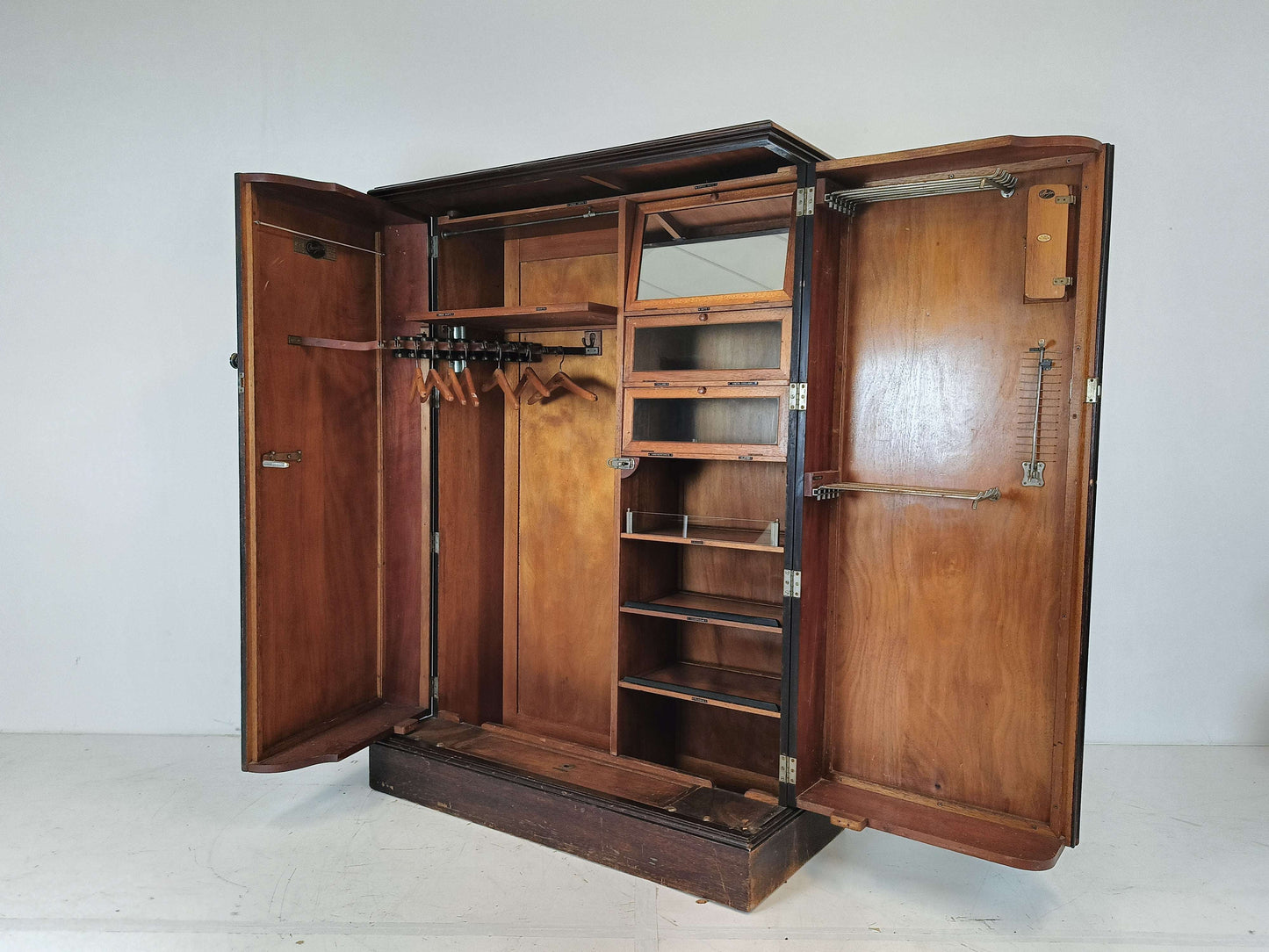1920s, Mahogany and Oak Compactom Ltd Gentleman's Wardrobe (1) 1920s, Mahogany and Oak Compactom Ltd Gentleman's Wardrobe (1)