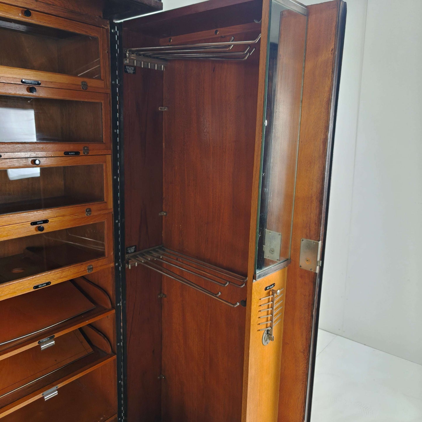 C1920s Mahogany and Oak Compactom Ltd Gentleman’s Wardrobe C1920s Mahogany and Oak Compactom Ltd Gentleman’s Wardrobe