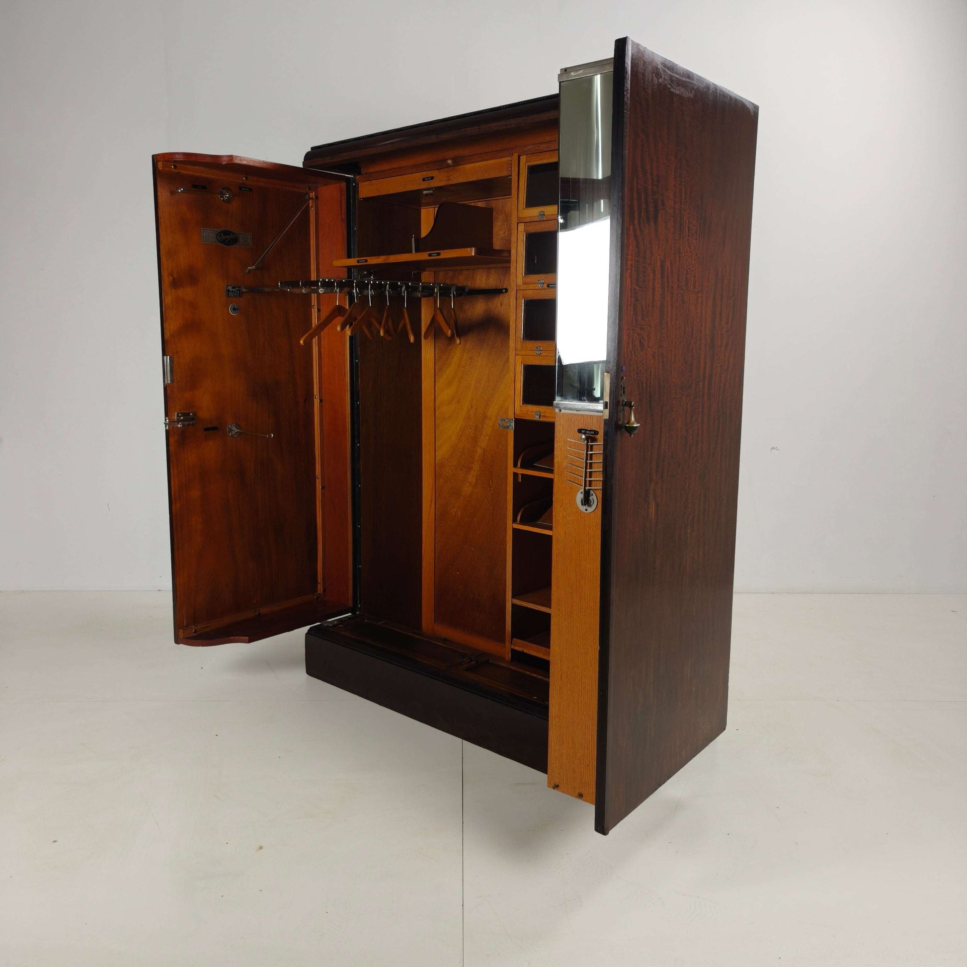 C1920s Mahogany and Oak Compactom Ltd Gentleman’s Wardrobe C1920s Mahogany and Oak Compactom Ltd Gentleman’s Wardrobe
