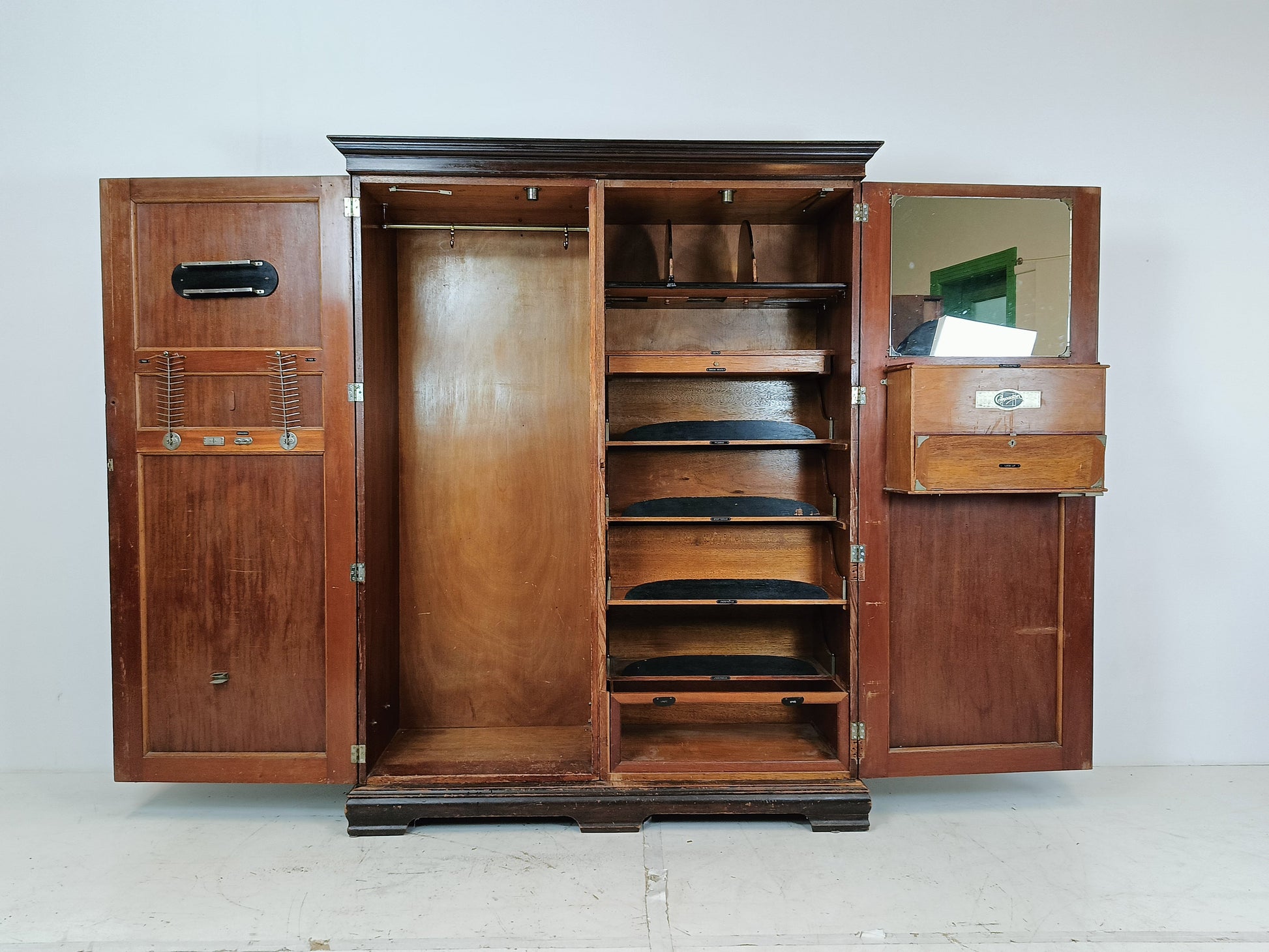 1920s, Mahogany and Oak Compactom Ltd Gentleman's Wardrobe (2) 1920s, Mahogany and Oak Compactom Ltd Gentleman's Wardrobe (2)
