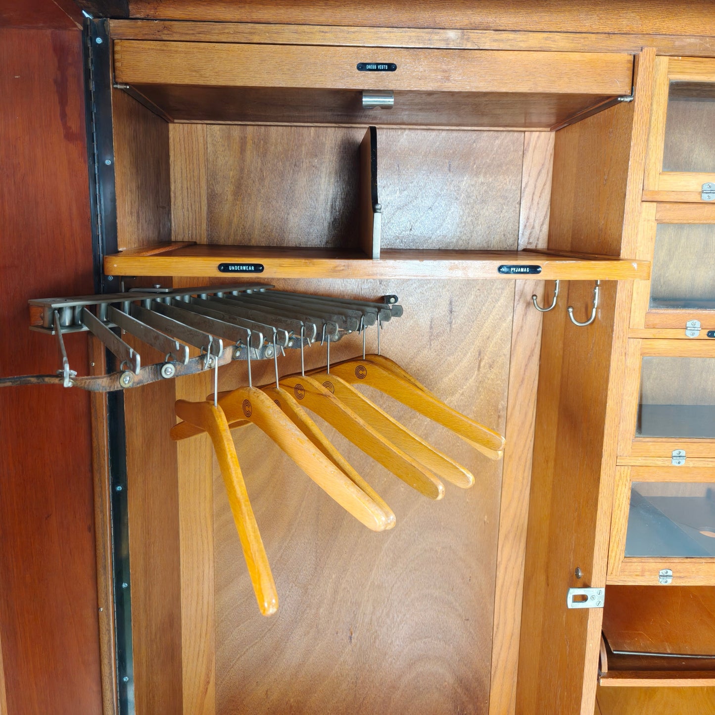 1920s Mahogany and Oak Compactom Ltd Gentleman’s Wardrobe 1920s Mahogany and Oak Compactom Ltd Gentleman’s Wardrobe