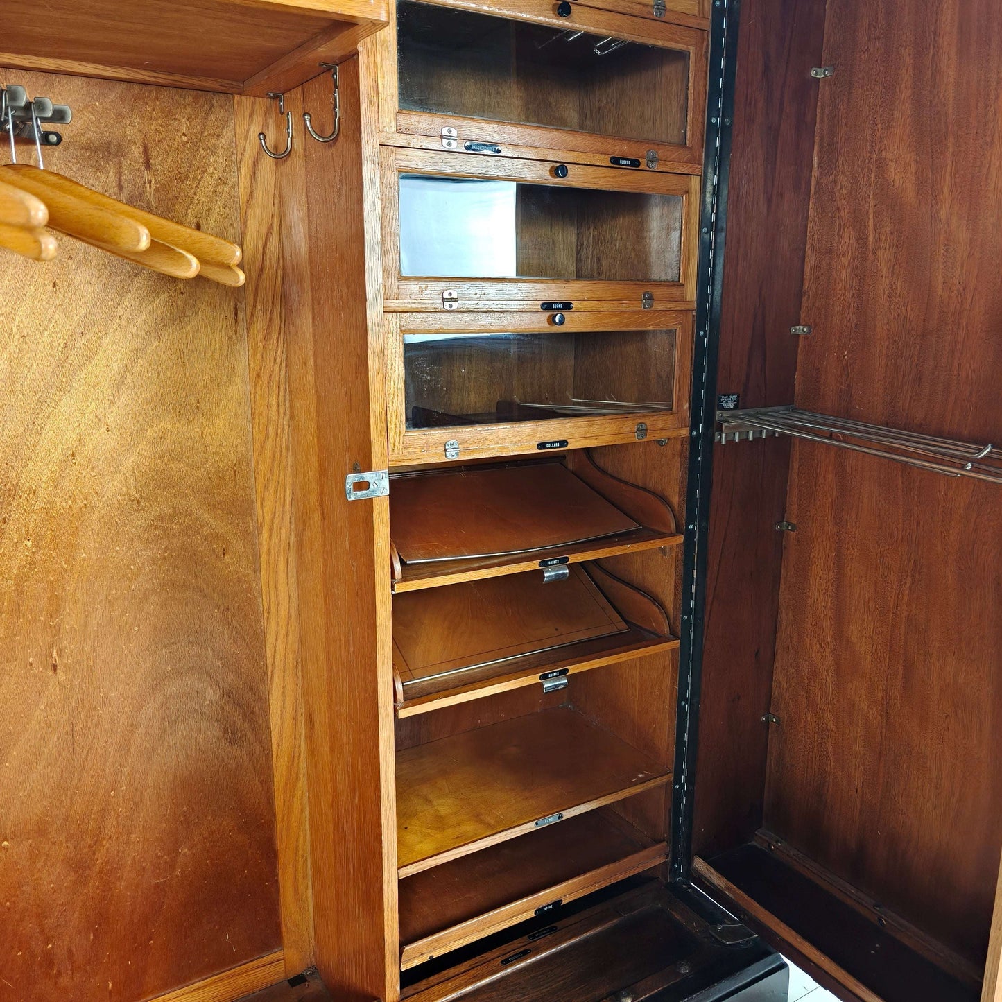C1920s Mahogany and Oak Compactom Ltd Gentleman’s Wardrobe C1920s Mahogany and Oak Compactom Ltd Gentleman’s Wardrobe