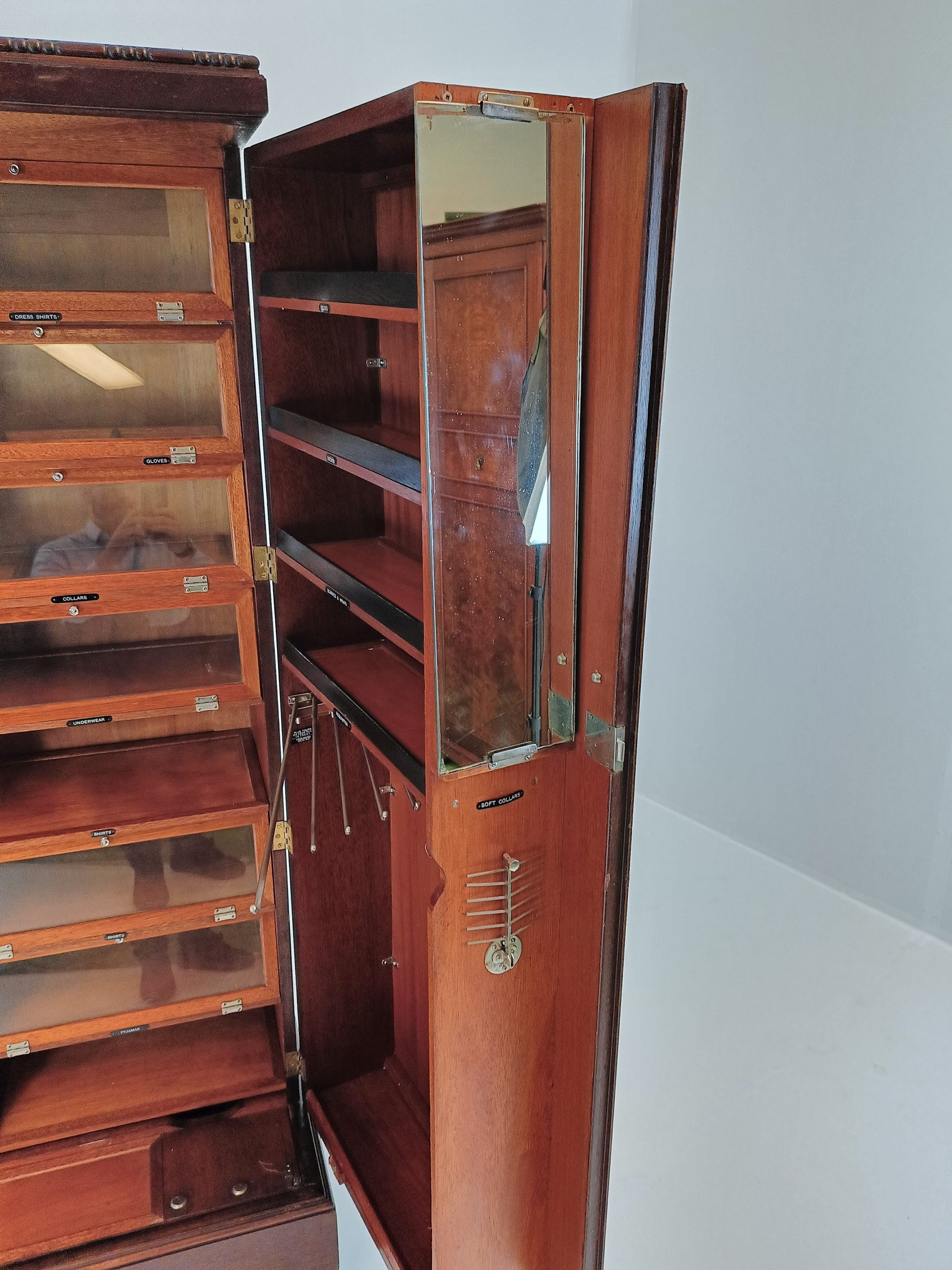 1920s, Mahogany and Oak Compactom Ltd Gentleman's Wardrobe (3) 1920s, Mahogany and Oak Compactom Ltd Gentleman's Wardrobe (3)