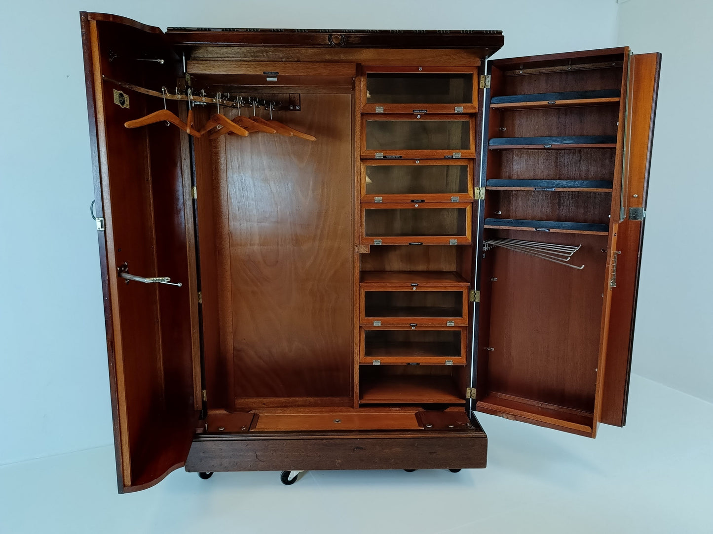 1920s, Mahogany and Oak Compactom Ltd Gentleman's Wardrobe (3) 1920s, Mahogany and Oak Compactom Ltd Gentleman's Wardrobe (3)