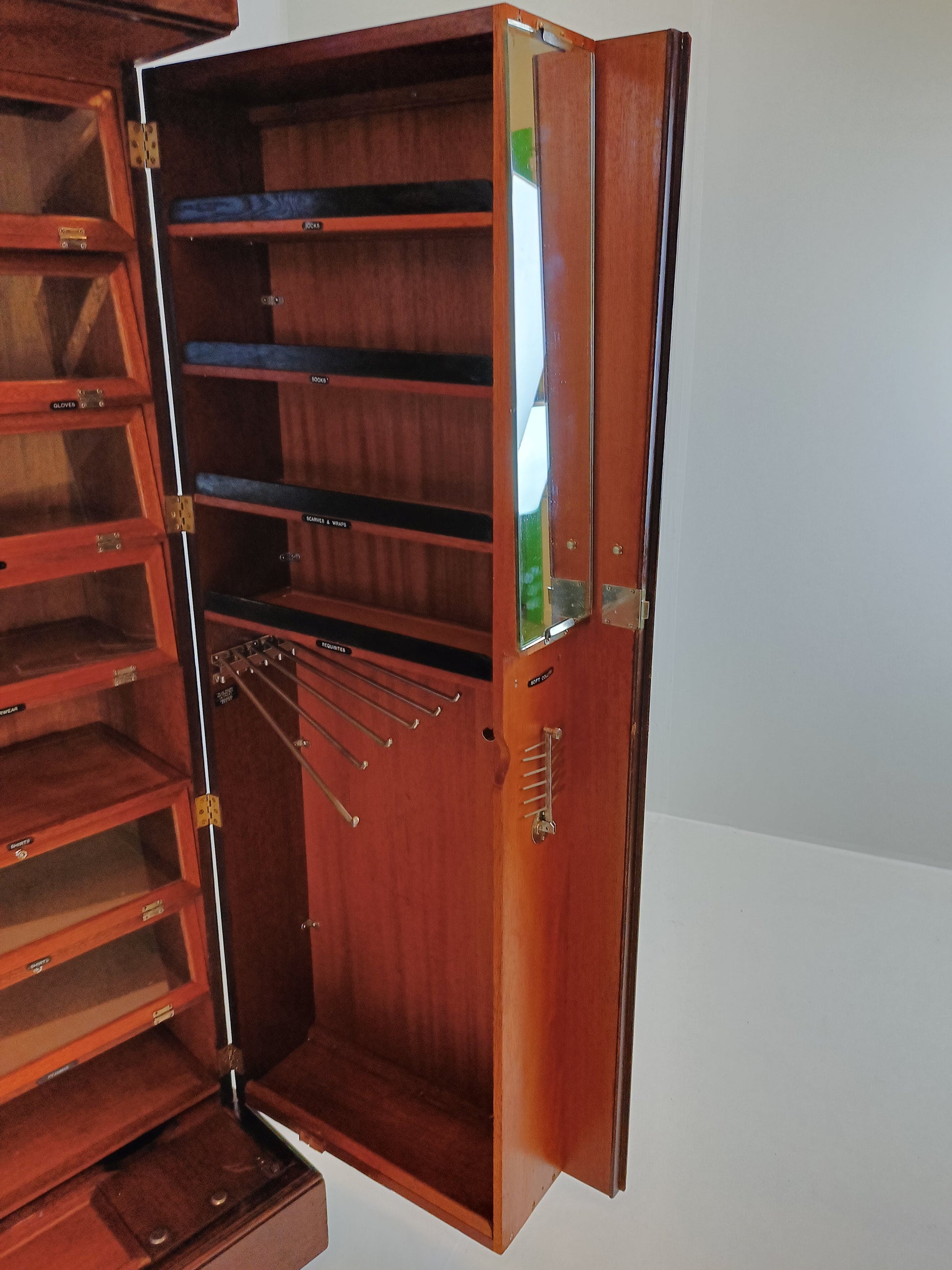 1920s, Mahogany and Oak Compactom Ltd Gentleman's Wardrobe (3) 1920s, Mahogany and Oak Compactom Ltd Gentleman's Wardrobe (3)