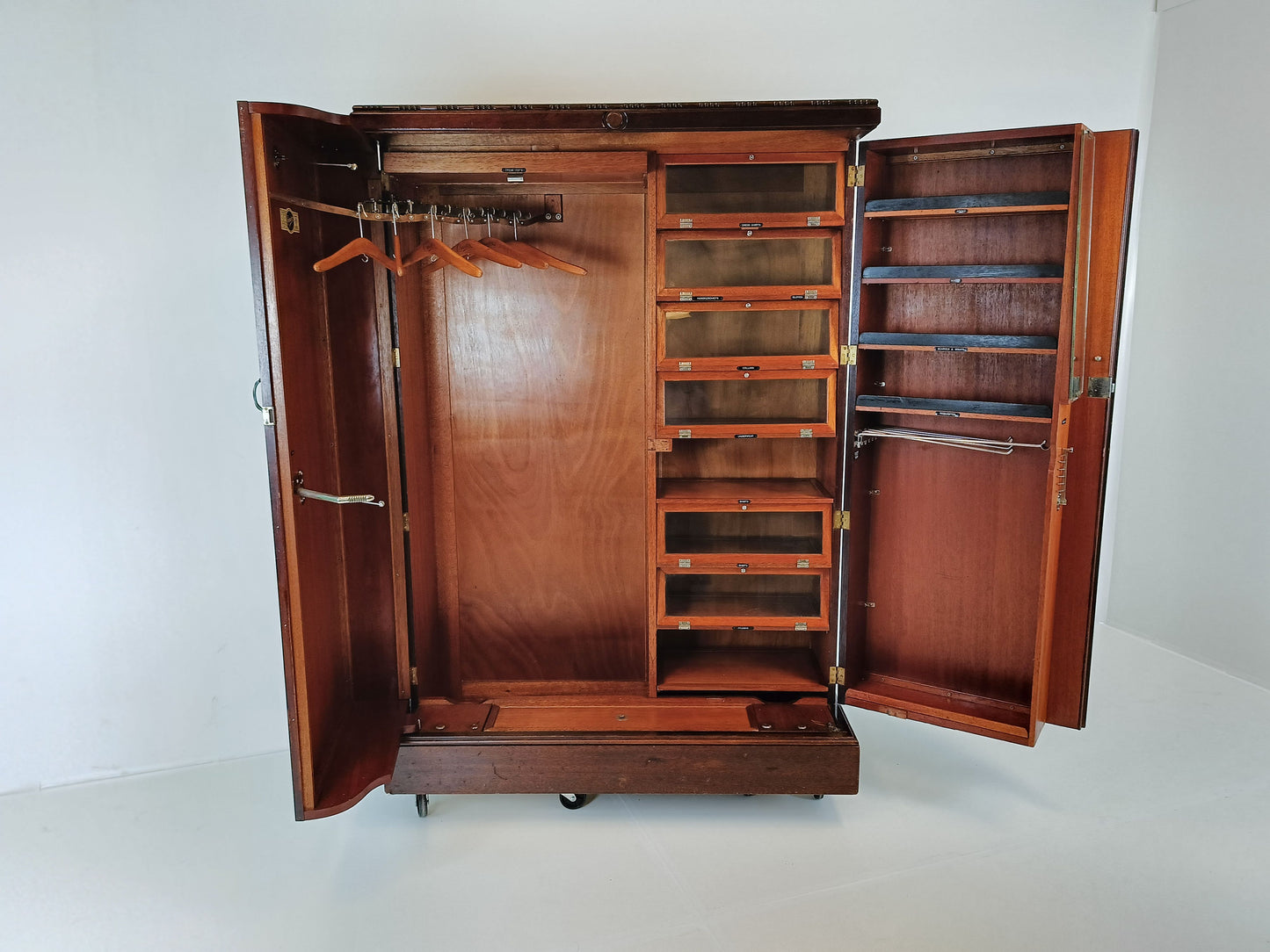 1920s, Mahogany and Oak Compactom Ltd Gentleman's Wardrobe (3) 1920s, Mahogany and Oak Compactom Ltd Gentleman's Wardrobe (3)