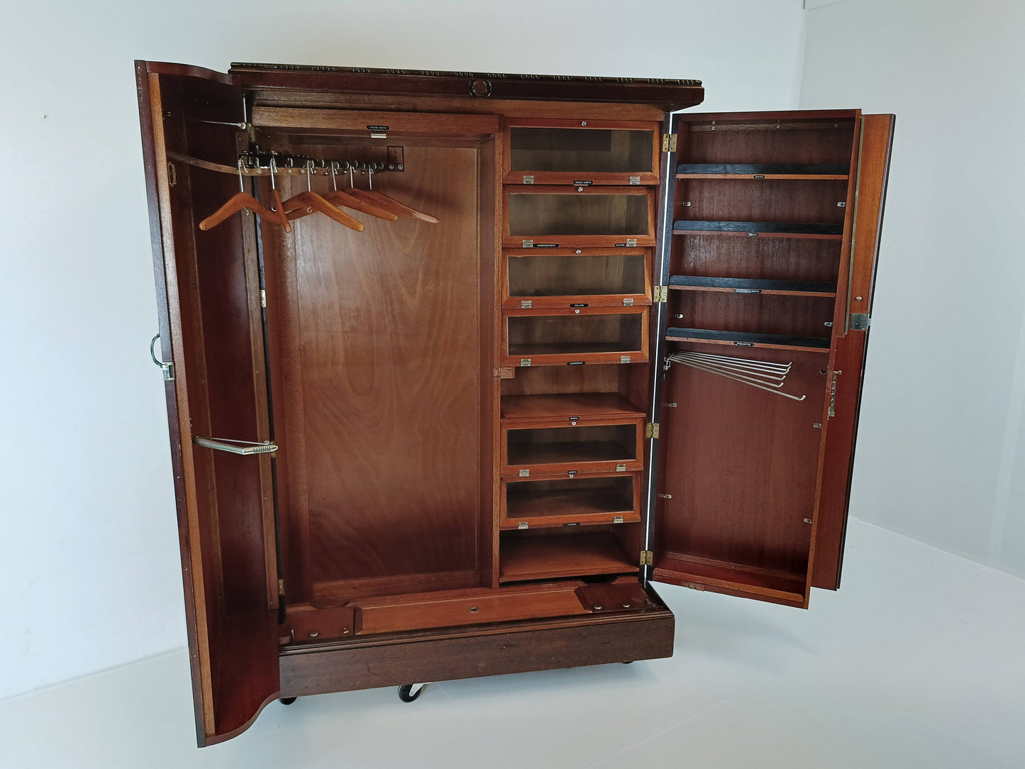 1920s, Mahogany and Oak Compactom Ltd Gentleman's Wardrobe (3) 1920s, Mahogany and Oak Compactom Ltd Gentleman's Wardrobe (3)