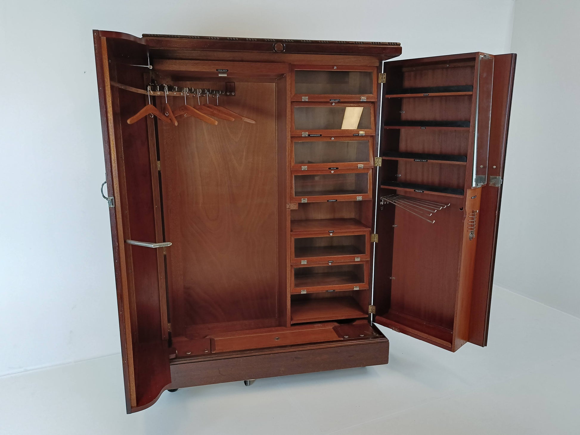 1920s, Mahogany and Oak Compactom Ltd Gentleman's Wardrobe (3) 1920s, Mahogany and Oak Compactom Ltd Gentleman's Wardrobe (3)
