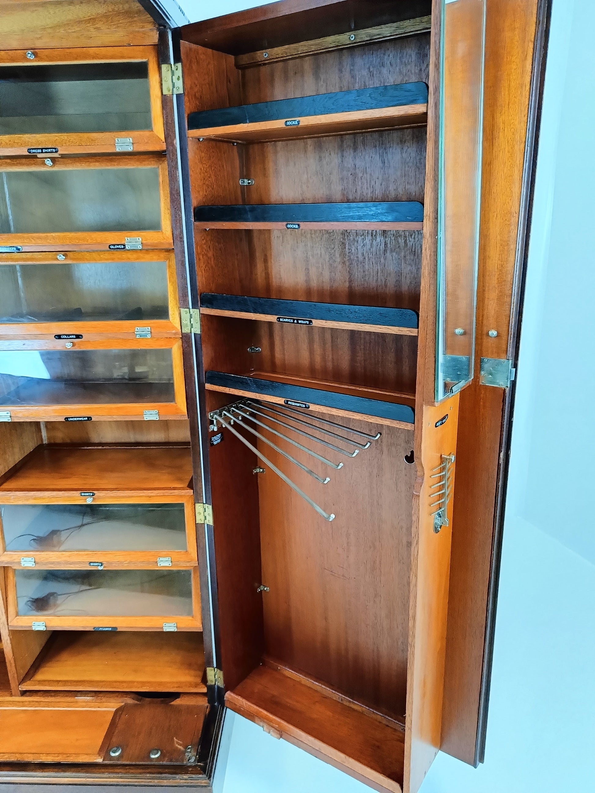 1920s, Mahogany and Oak Compactom Ltd Gentleman's Wardrobe (3) 1920s, Mahogany and Oak Compactom Ltd Gentleman's Wardrobe (3)