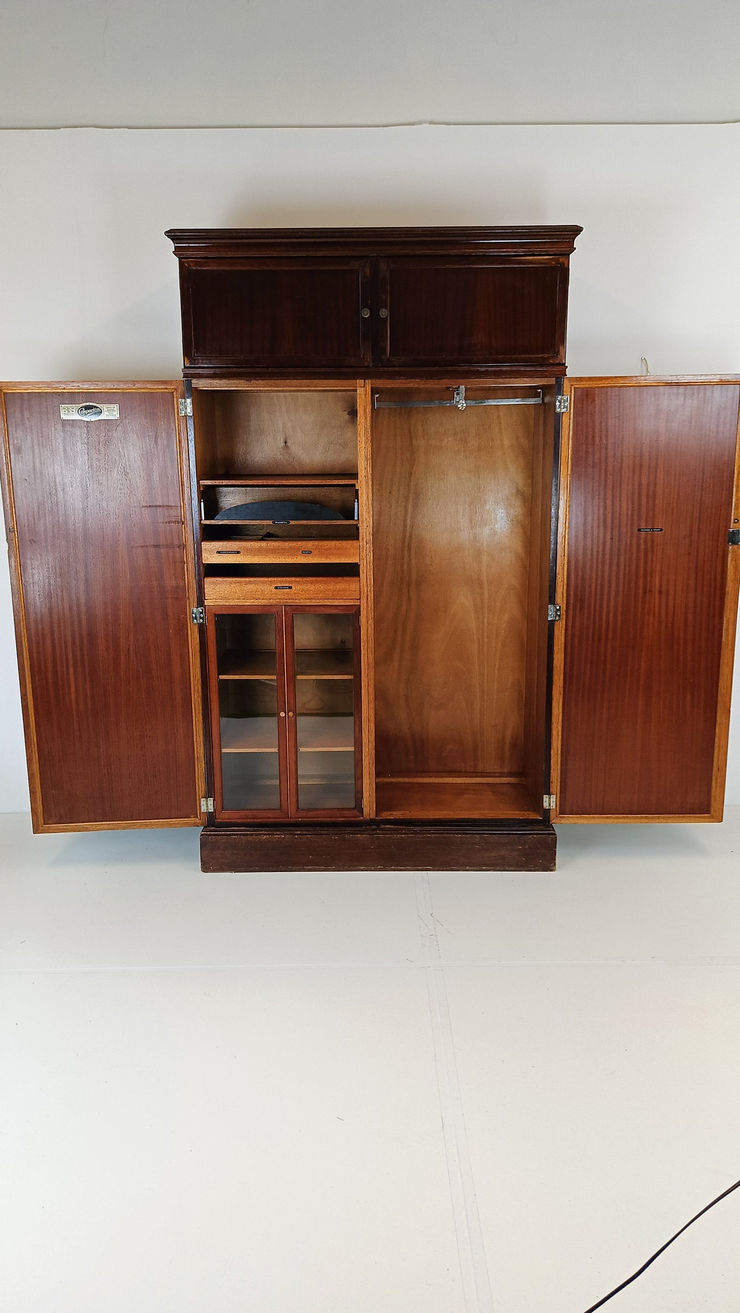 1920s, Mahogany and Oak Compactom Ltd Gentleman's Wardrobe (5) 1920s, Mahogany and Oak Compactom Ltd Gentleman's Wardrobe (5)