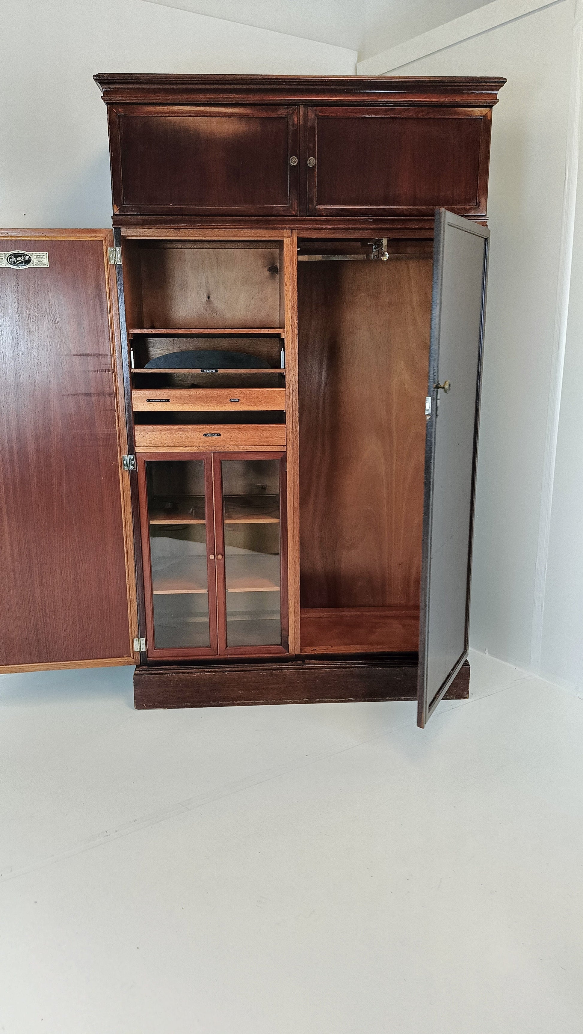 1920s, Mahogany and Oak Compactom Ltd Gentleman's Wardrobe (5) 1920s, Mahogany and Oak Compactom Ltd Gentleman's Wardrobe (5)