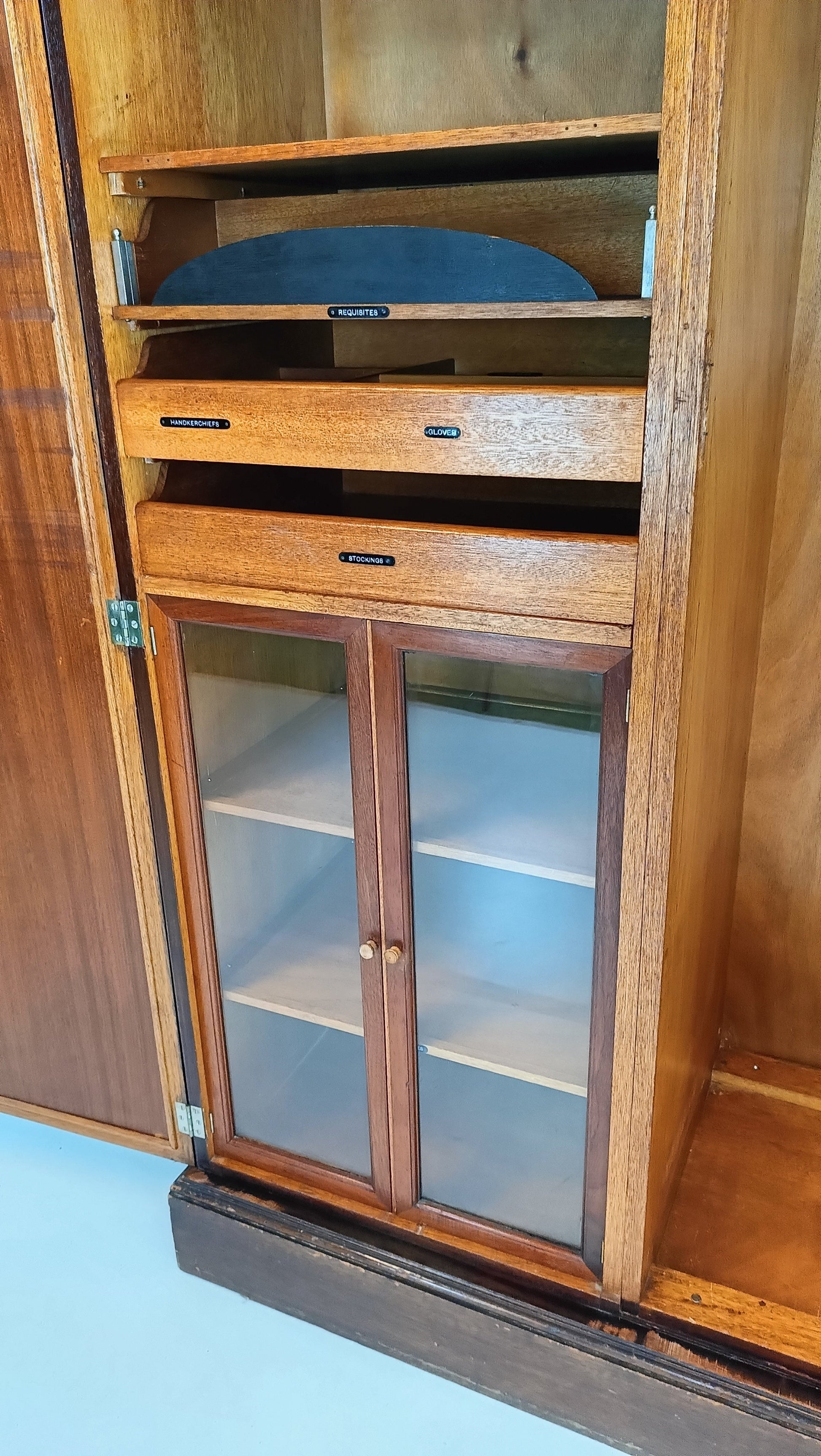 1920s, Mahogany and Oak Compactom Ltd Gentleman's Wardrobe (5) 1920s, Mahogany and Oak Compactom Ltd Gentleman's Wardrobe (5)
