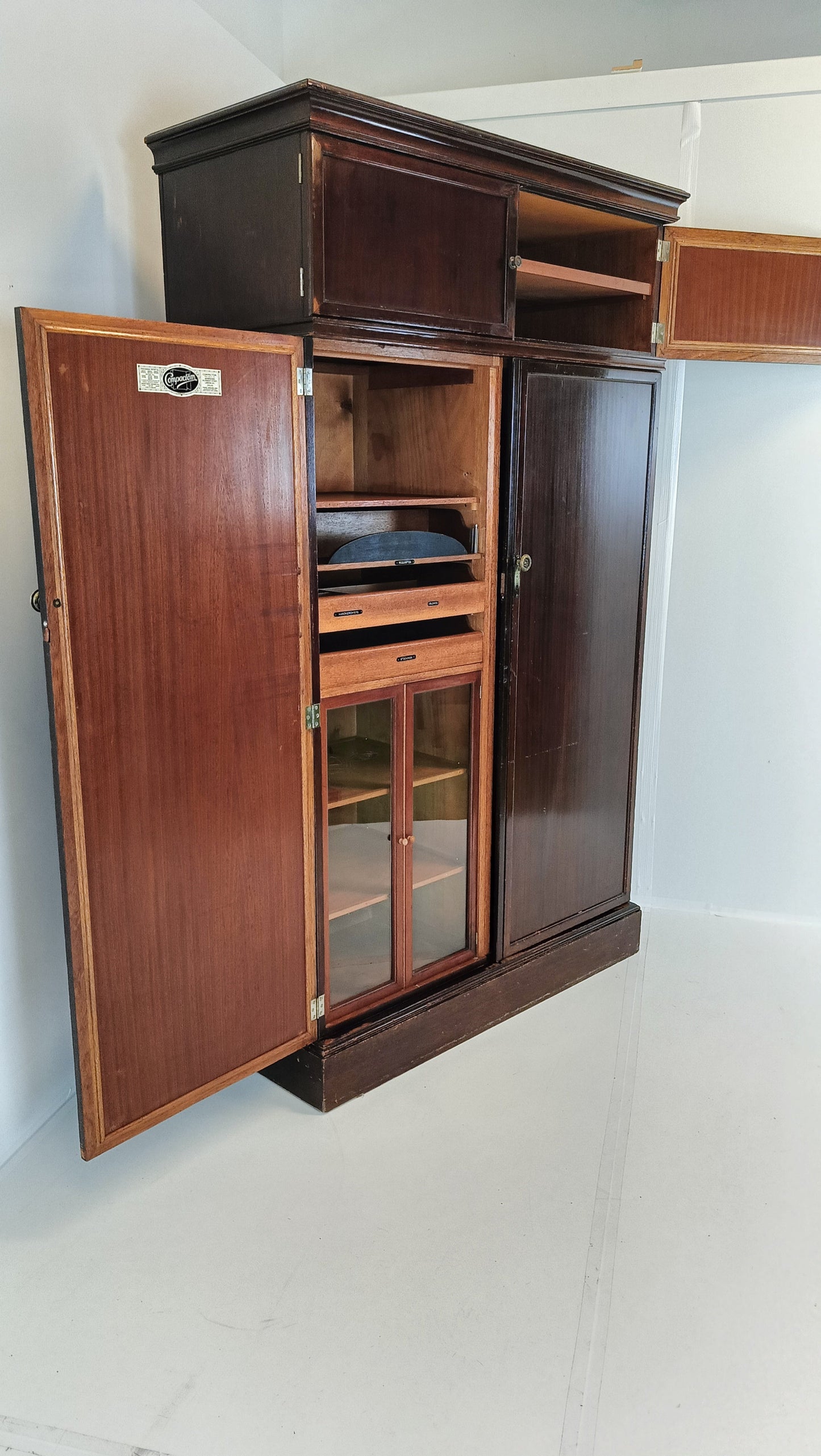 1920s, Mahogany and Oak Compactom Ltd Gentleman's Wardrobe (5) 1920s, Mahogany and Oak Compactom Ltd Gentleman's Wardrobe (5)