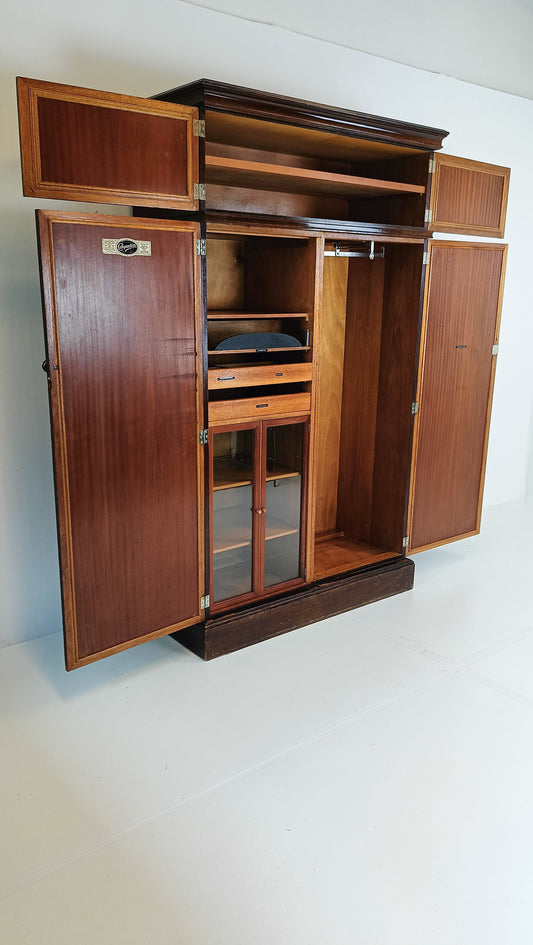1920s, Mahogany and Oak Compactom Ltd Gentleman's Wardrobe (5) 1920s, Mahogany and Oak Compactom Ltd Gentleman's Wardrobe (5)