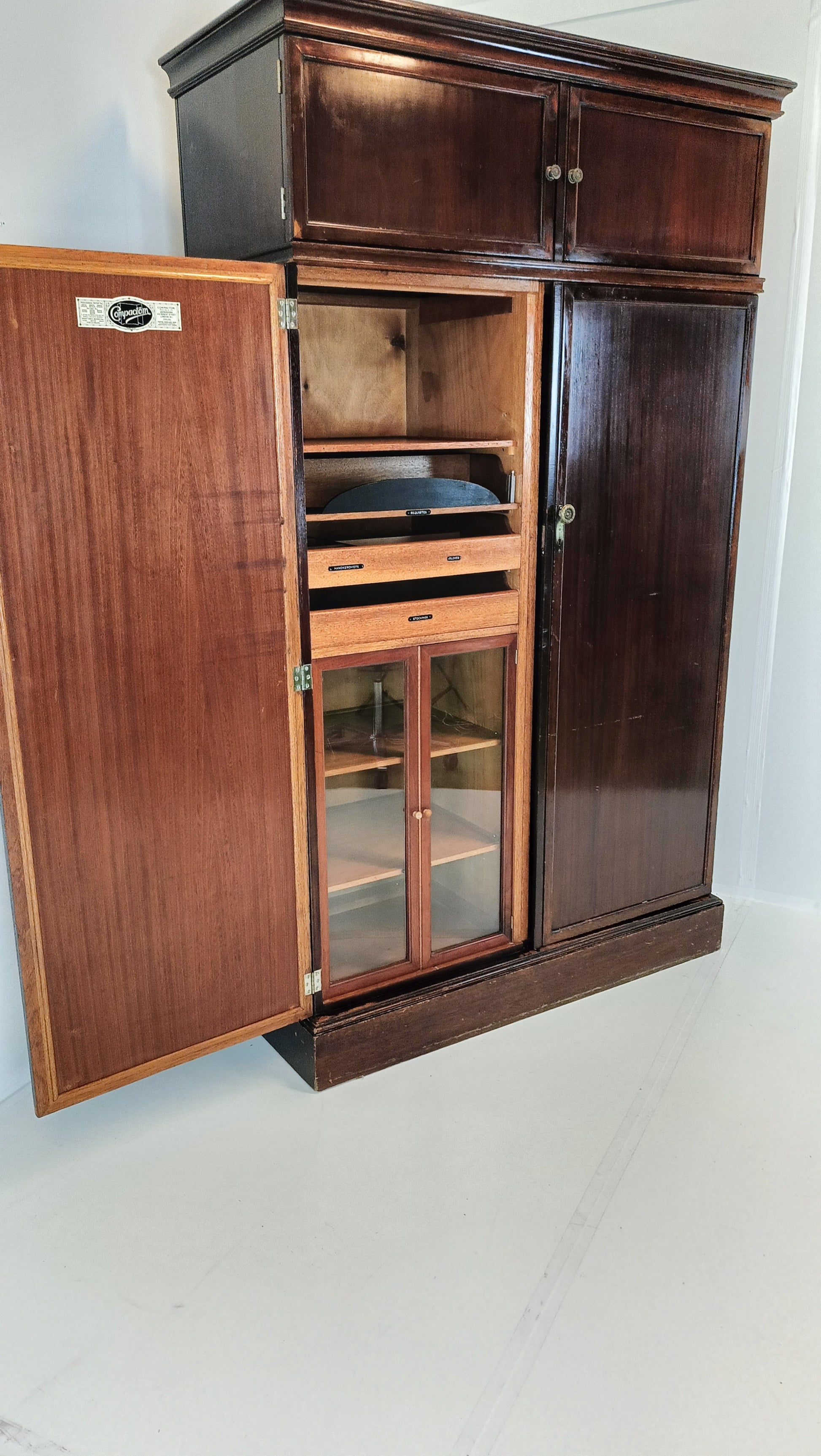 1920s, Mahogany and Oak Compactom Ltd Gentleman's Wardrobe (5) 1920s, Mahogany and Oak Compactom Ltd Gentleman's Wardrobe (5)