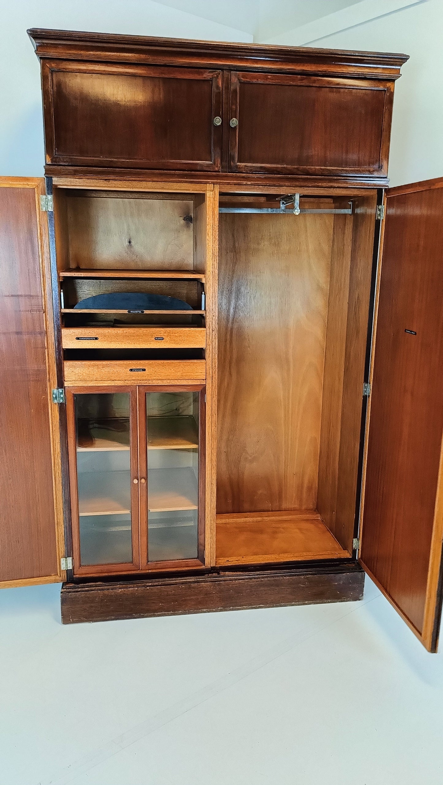 1920s, Mahogany and Oak Compactom Ltd Gentleman's Wardrobe (5) 1920s, Mahogany and Oak Compactom Ltd Gentleman's Wardrobe (5)