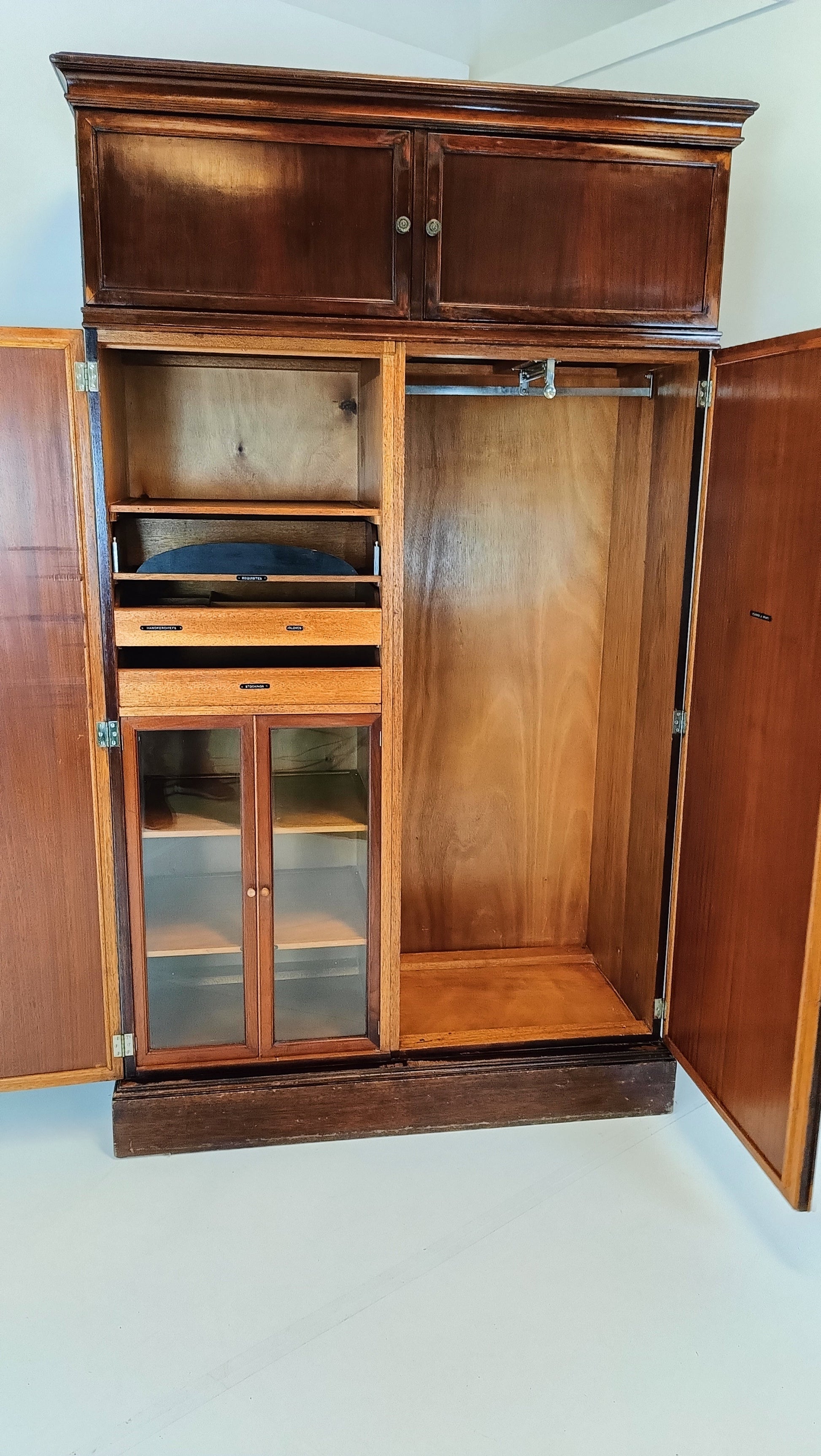 1920s, Mahogany and Oak Compactom Ltd Gentleman's Wardrobe (5) 1920s, Mahogany and Oak Compactom Ltd Gentleman's Wardrobe (5)