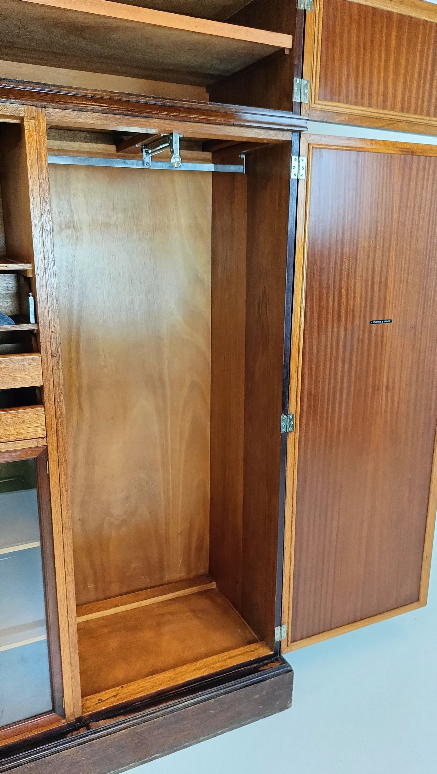 1920s, Mahogany and Oak Compactom Ltd Gentleman's Wardrobe (5) 1920s, Mahogany and Oak Compactom Ltd Gentleman's Wardrobe (5)