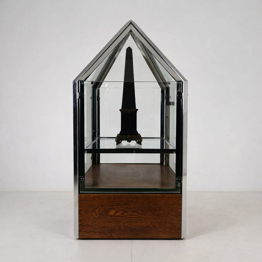1980s Bijenkorf Arnhem Display Vitrine – Architectural Chrome Showcase 1980s Bijenkorf Arnhem Display Vitrine – Architectural Chrome Showcase