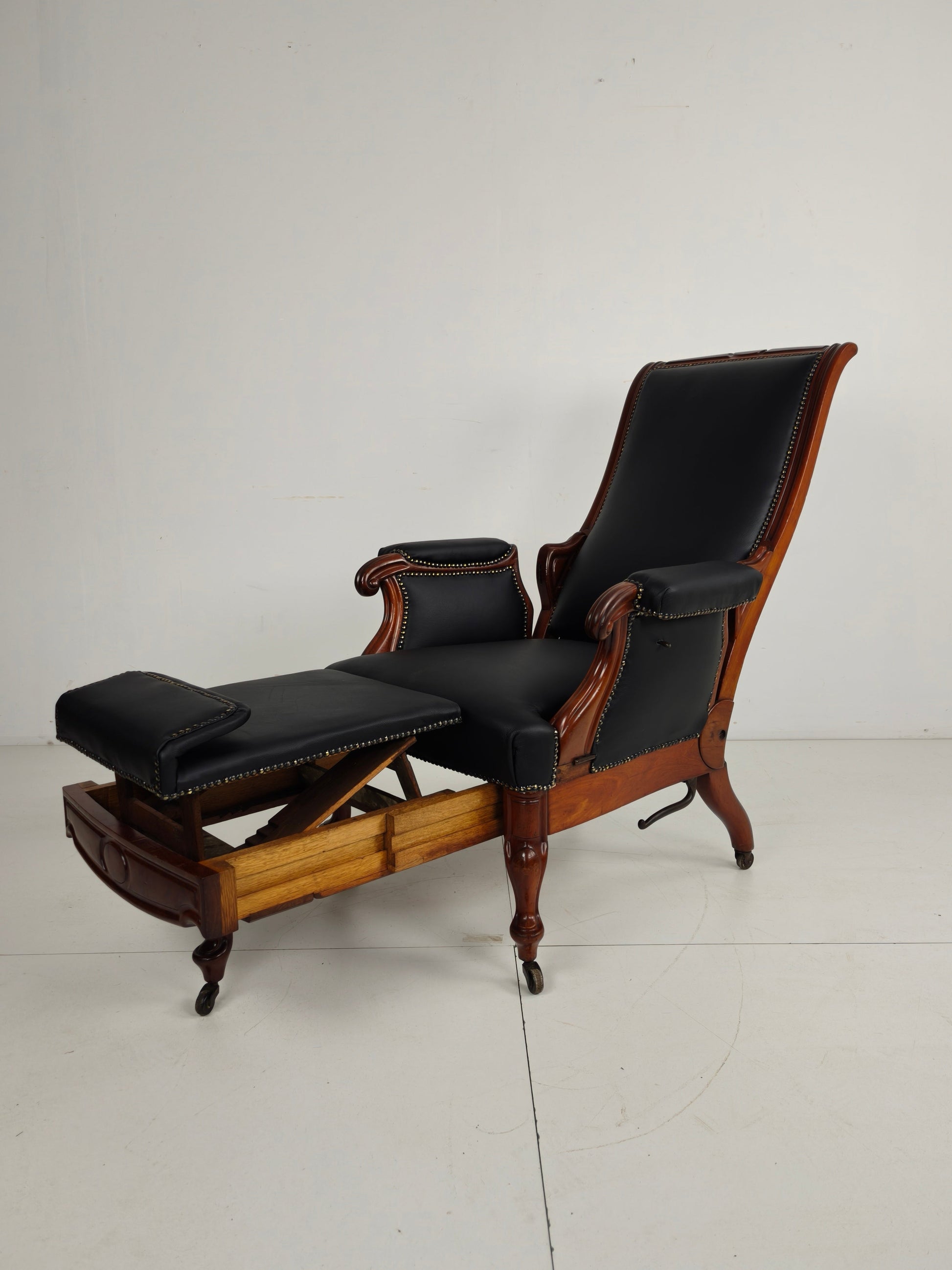 19th Century Antique Library Chair by Horrix – Black Leather 19th Century Antique Library Chair by Horrix – Black Leather