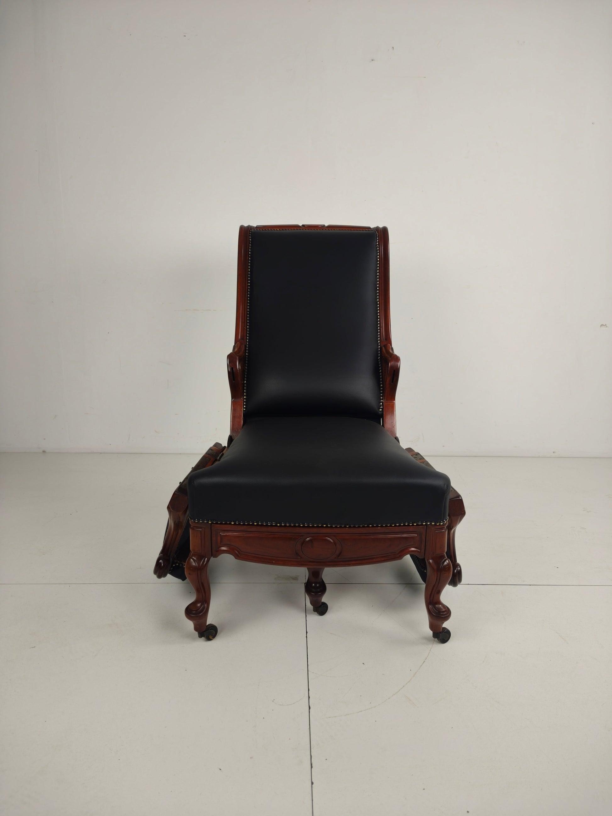 19th Century Antique Library Chair by Horrix – Black Leather 19th Century Antique Library Chair by Horrix – Black Leather