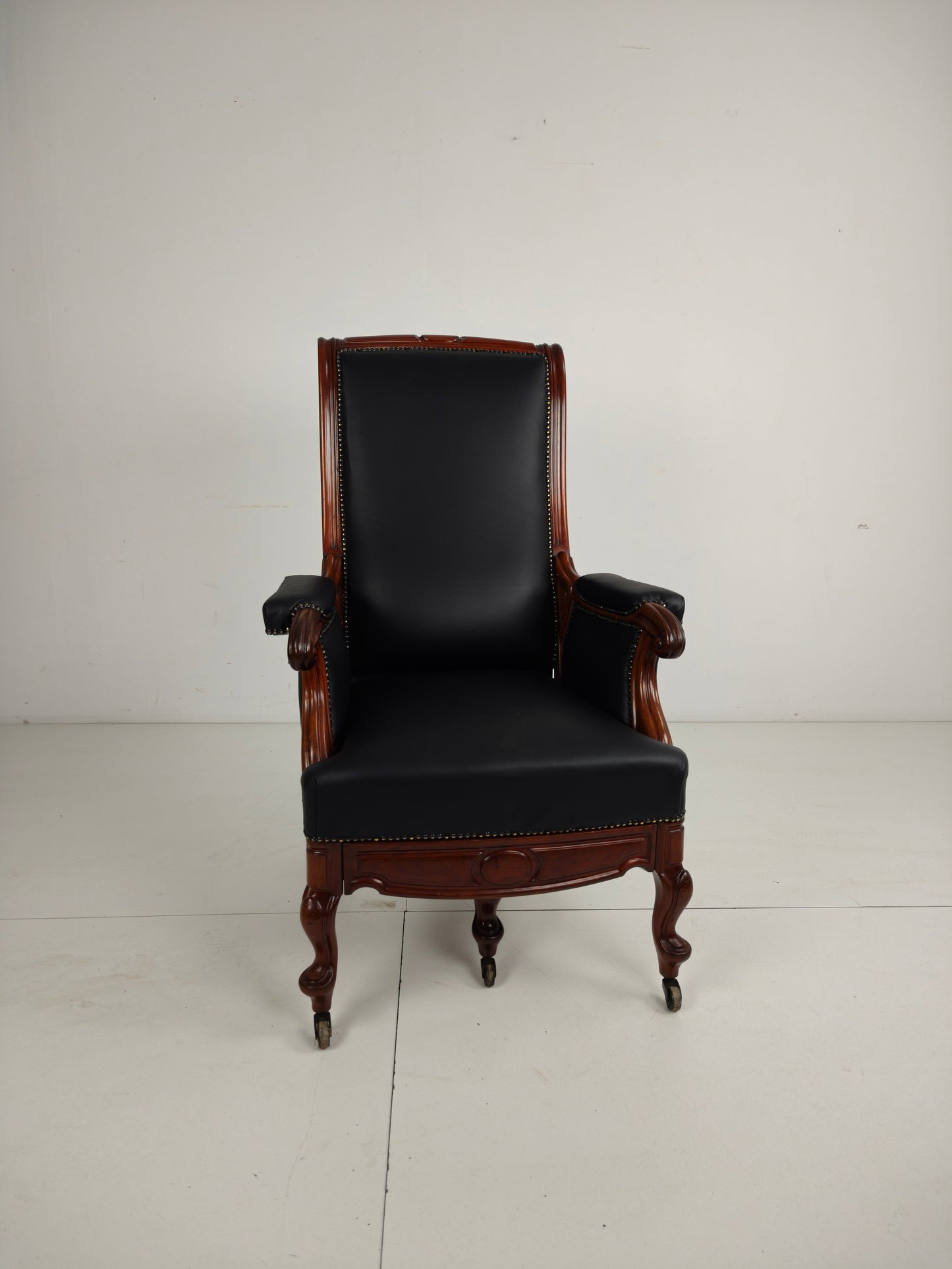 19th Century Antique Library Chair by Horrix – Black Leather 19th Century Antique Library Chair by Horrix – Black Leather