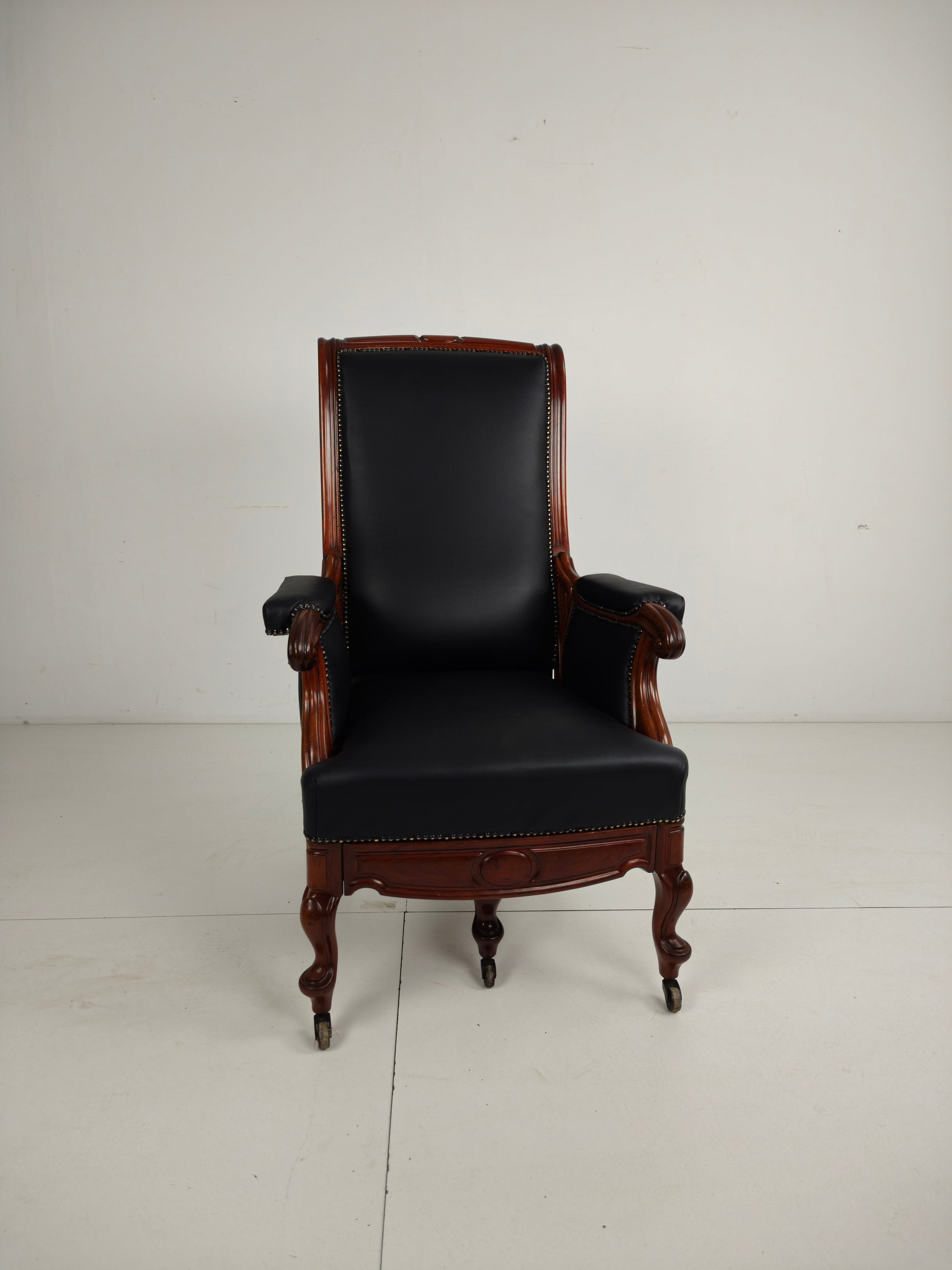 19th Century Antique Library Chair by Horrix – Black Leather 19th Century Antique Library Chair by Horrix – Black Leather
